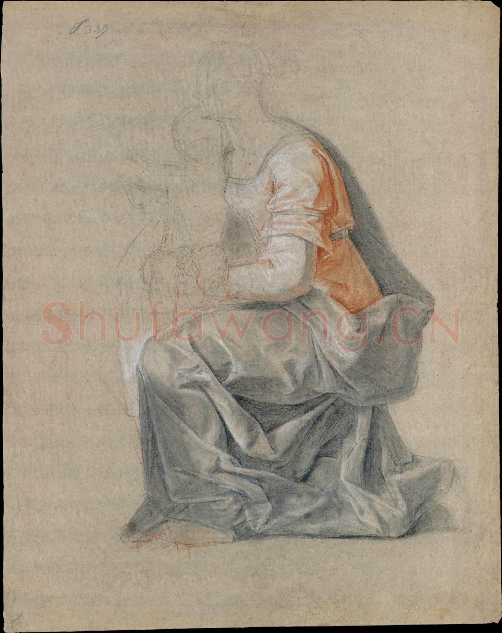 Louis Galloche-Kneeling Female Figure Holding a Child.tif