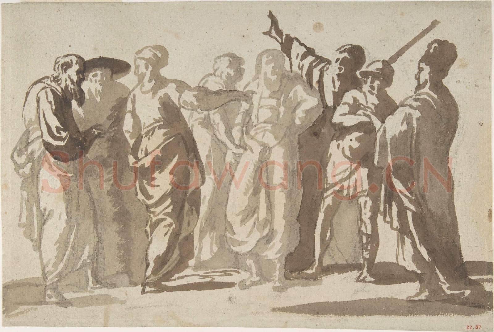 Master of the Large Figure Brush Drawings-Group of Men.tif