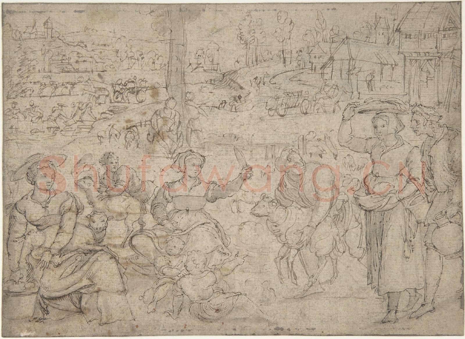 Master of the Months of Lucas-The Month of June, Shearing Sheep.tif