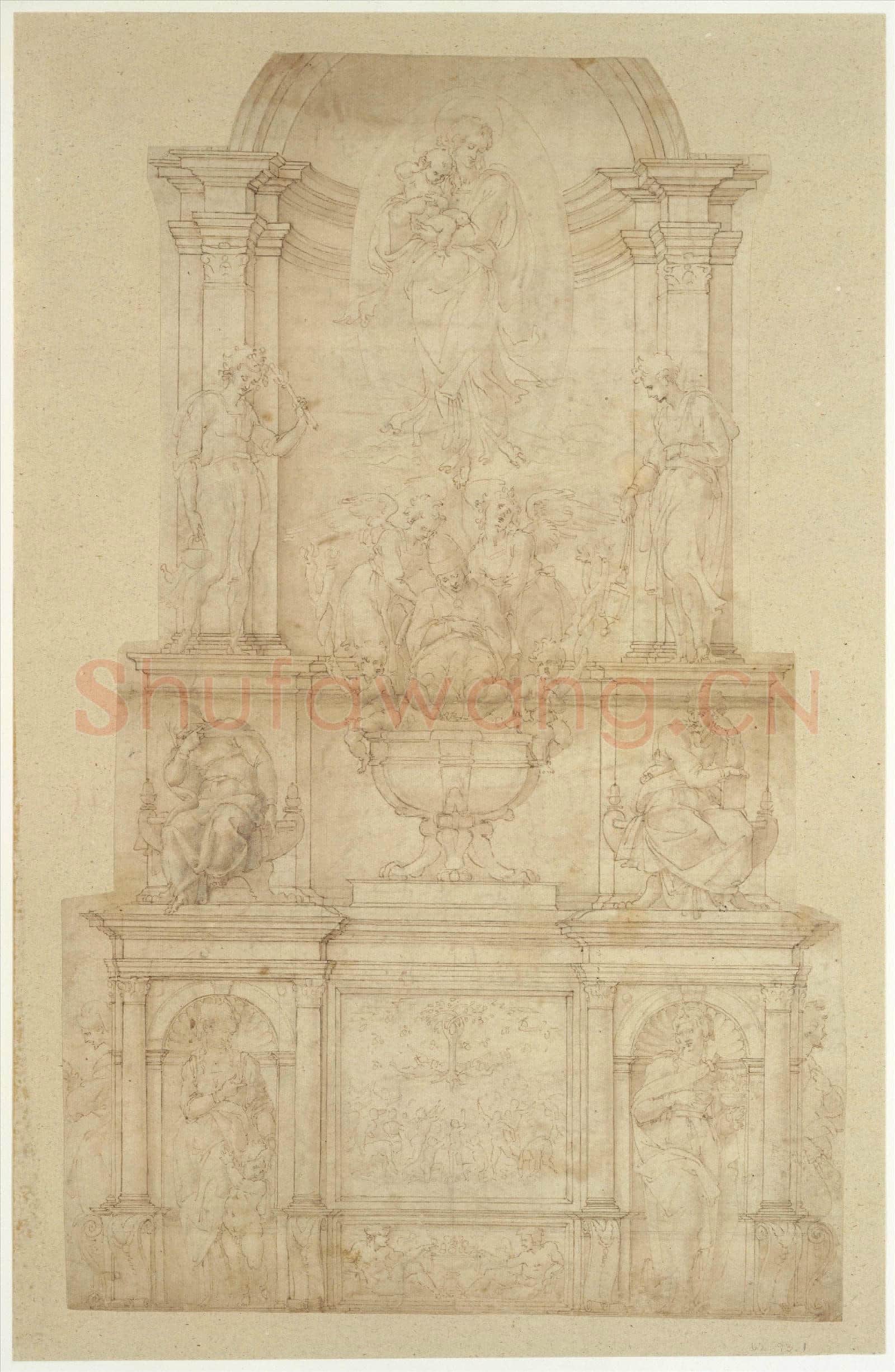 Michelangelo Buonarroti-Design for the Tomb of Pope Julius.tif
