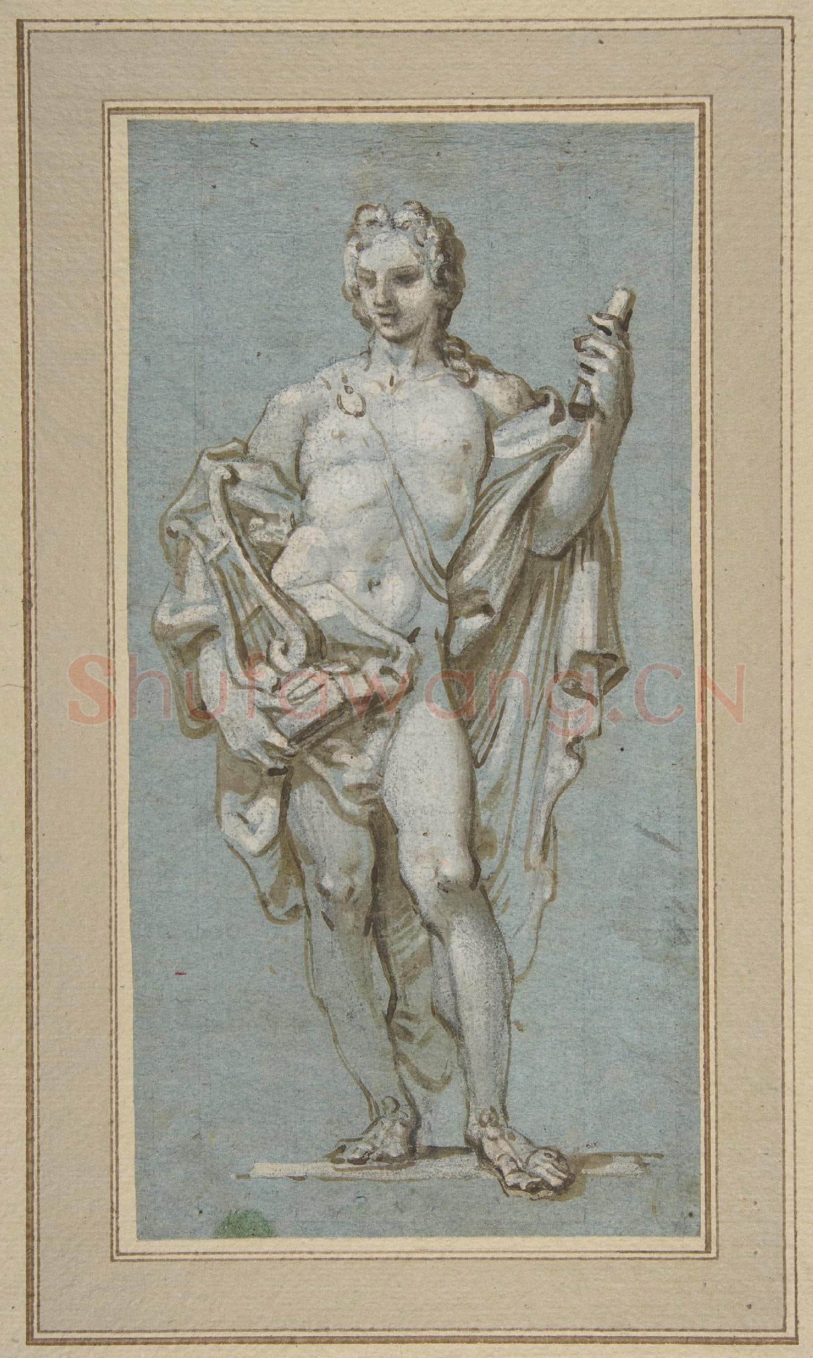 Paolo Gerolamo Piola-Standing Figure of Apollo with a Lyre.tif