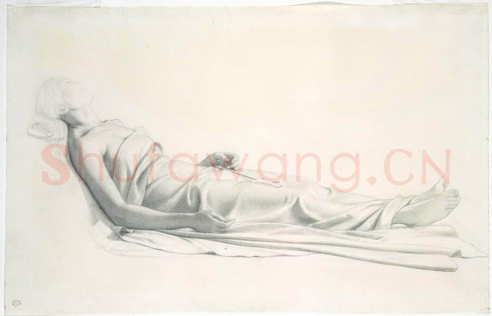 Paul(Hippolyte)Delaroche-Drapery Study for the Figure.tif