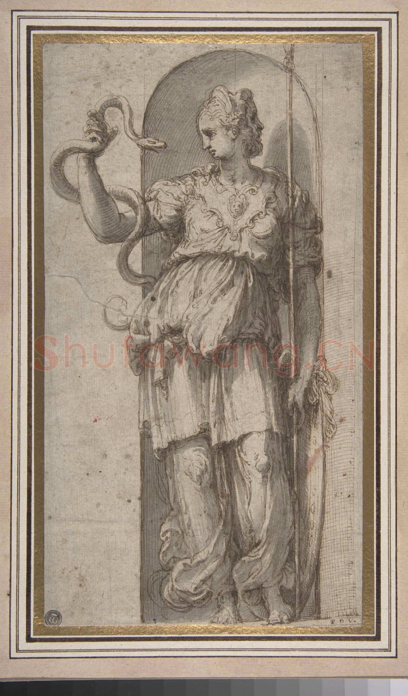 Perino del Vaga-Study for Allegorical Figure of Prudence.tif