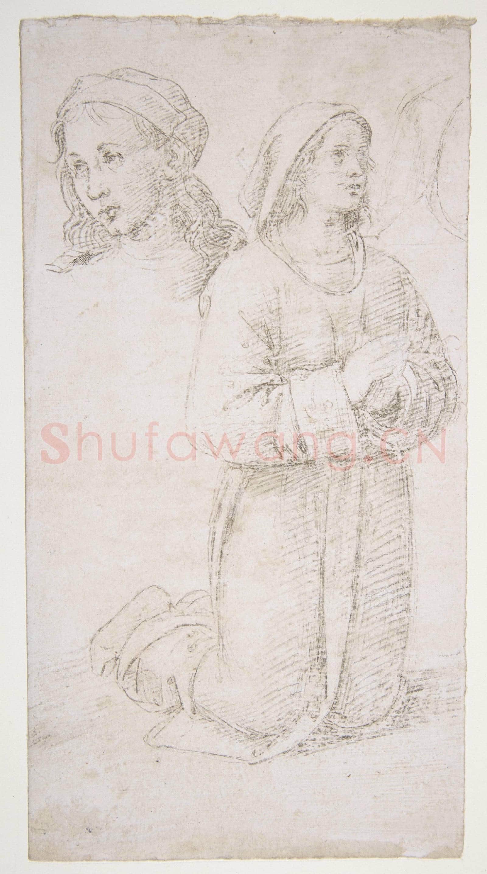 Perugino-Study of a Kneeling Youth and of the Head.tif
