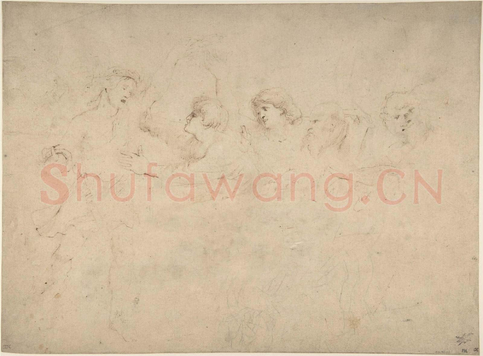 Peter Paul Rubens-Alcibiades Interrupting the Symposium; verso Sketches.tif