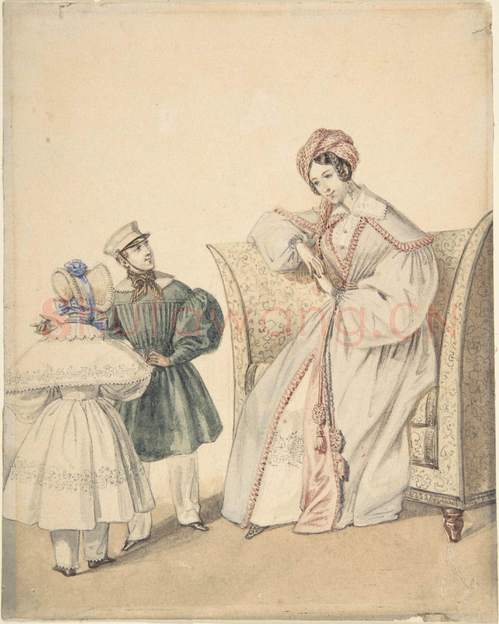 Pierre-Numa Bassaget-Fashion Drawing with a Woman Seated in a Chair.tif