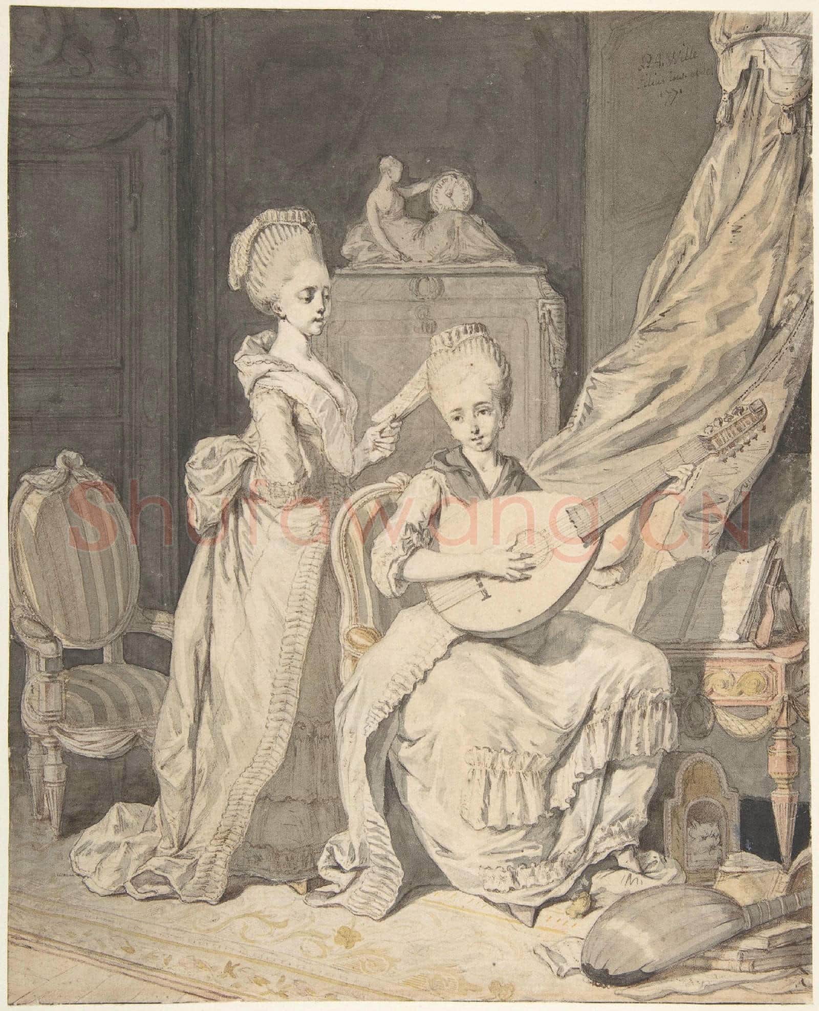 Pierre Alexandre Wille-Two Women in an Elegant Interior.tif