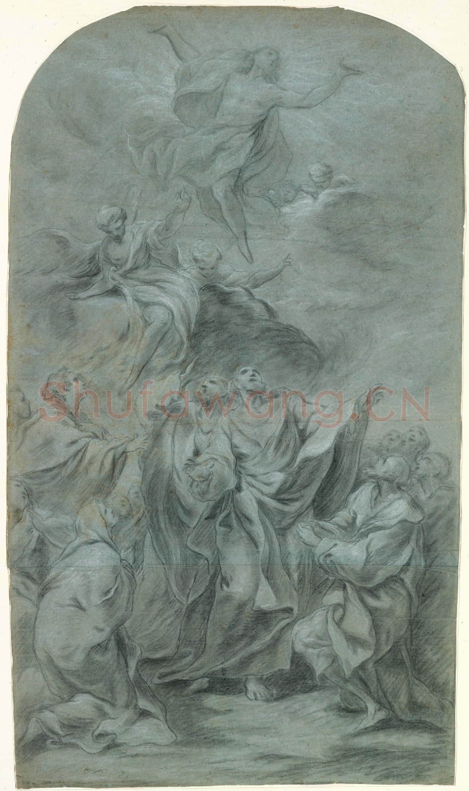 Pierre Charles Trémolières-The Ascension of Christ(recto)Head.tif