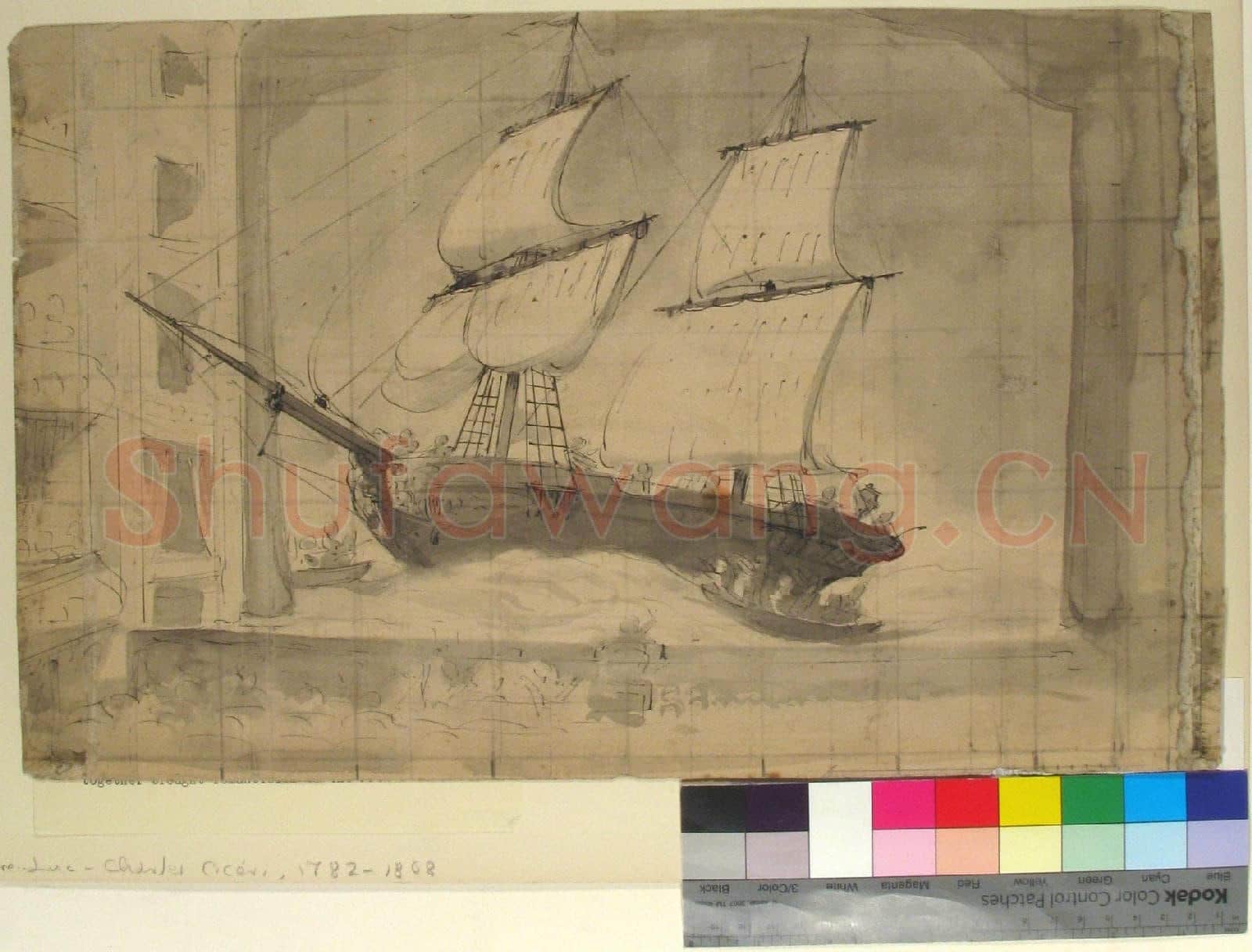 Pierre Luc Charles Ciceri-Drawing for Wagner's Le Vaisseau Fantome.tif
