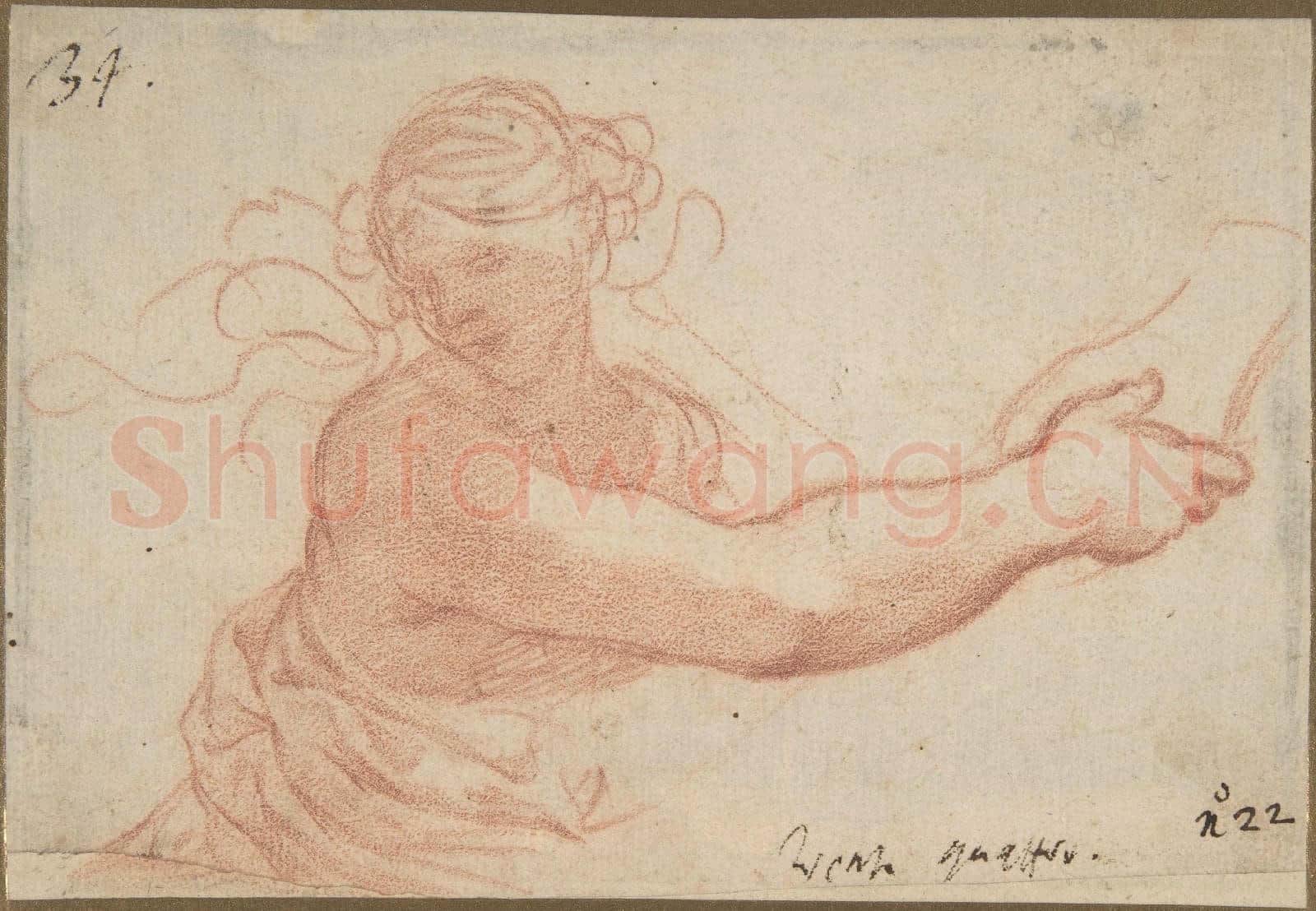 Pietro da Cortona-Half-Figure of a Bacchante with Outstretched.tif