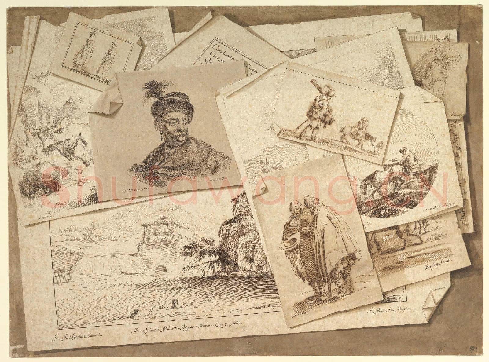 Pietro Jacopo Palmieri-Trompe-l'Oeil Exercise Prints on a Table Top.tif