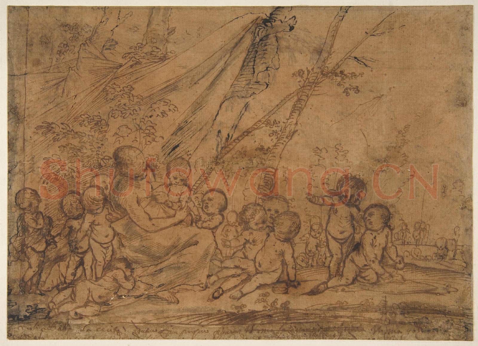 Pietro Testa-A Seated Female Figure Surrounded by Nude Infants.tif