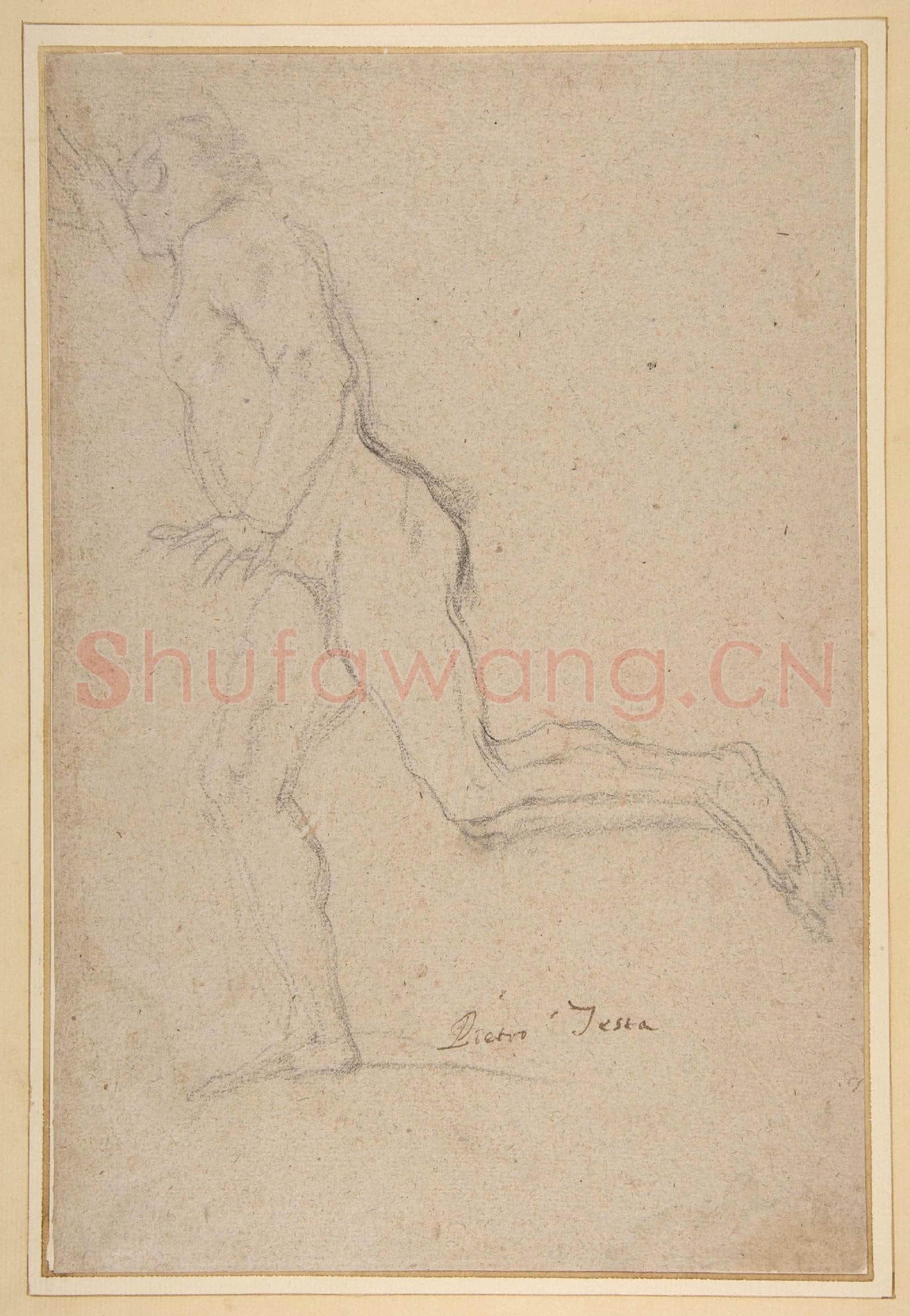 Pietro Testa-Nude Youth Running(recto)Standing Draped.tif