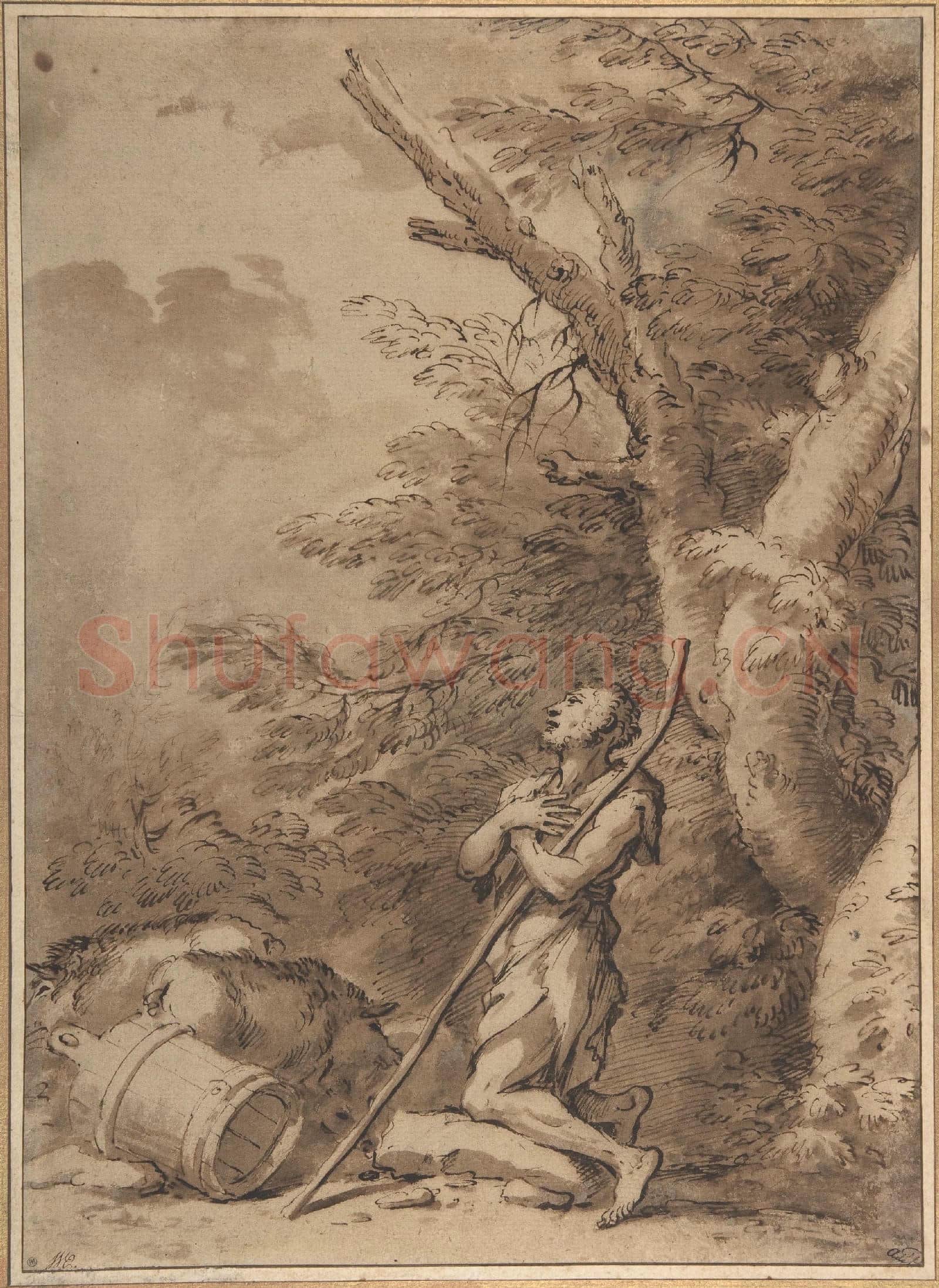 Salvator Rosa-The Prodigal Son Kneeling Repentant among Swine.tif
