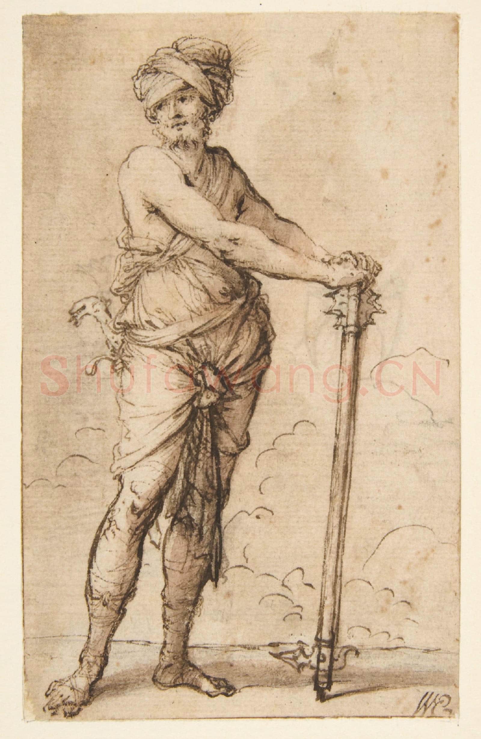 Salvator Rosa-Turbaned Warrior Holding a Mace.tif