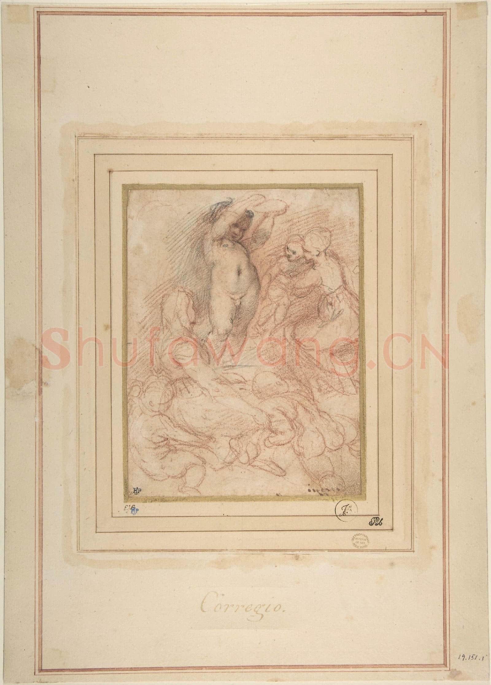 School of Correggio-Standing Nude Child Surrounded.tif