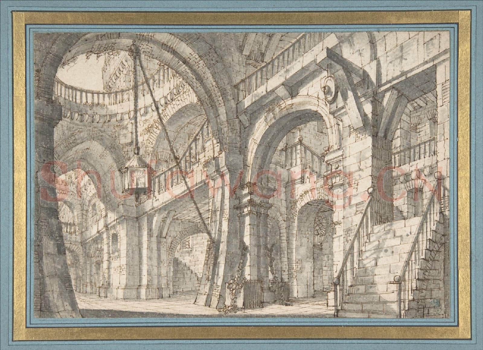 Serafino Brizzi-Perspective for a Stage Set with Stairs and Arches.tif