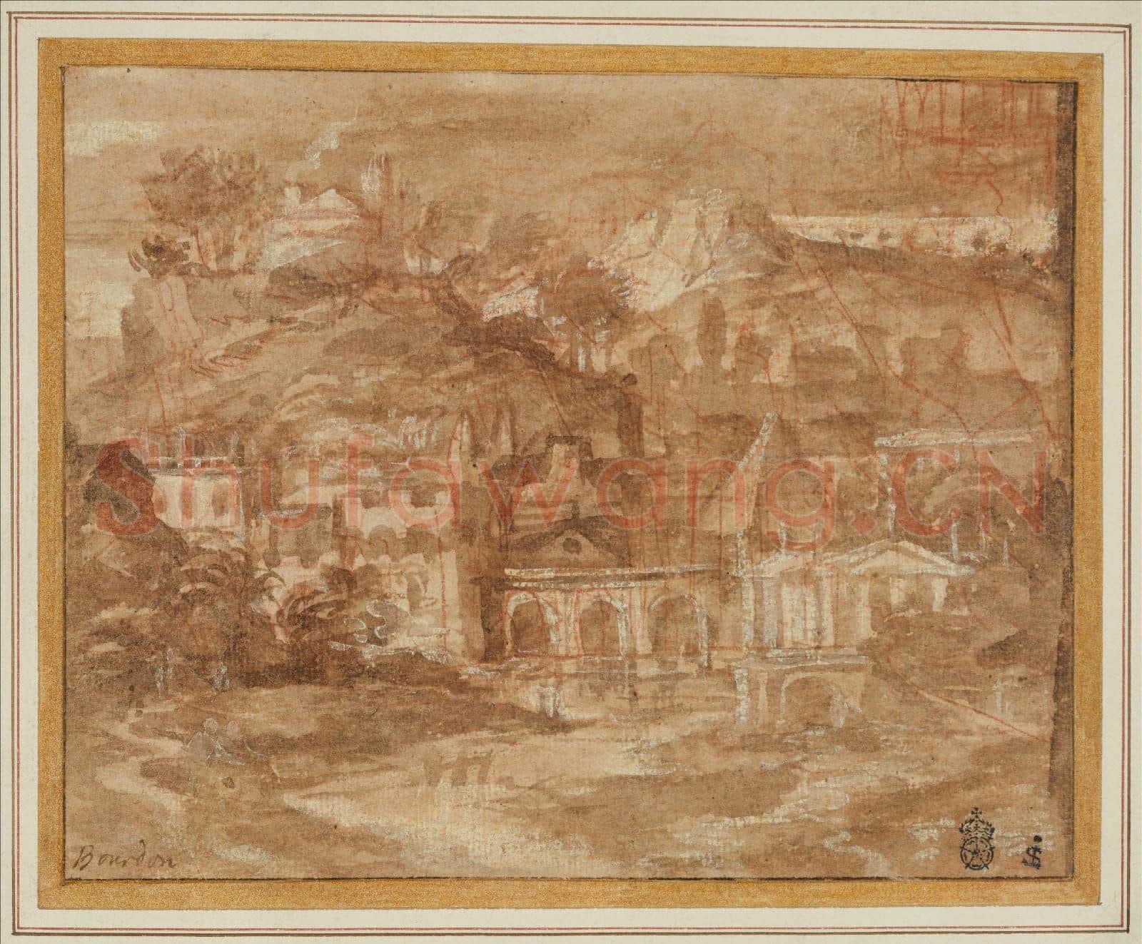 Sébastien Bourdon-A Classical Landscape with Buildings by a River.tif