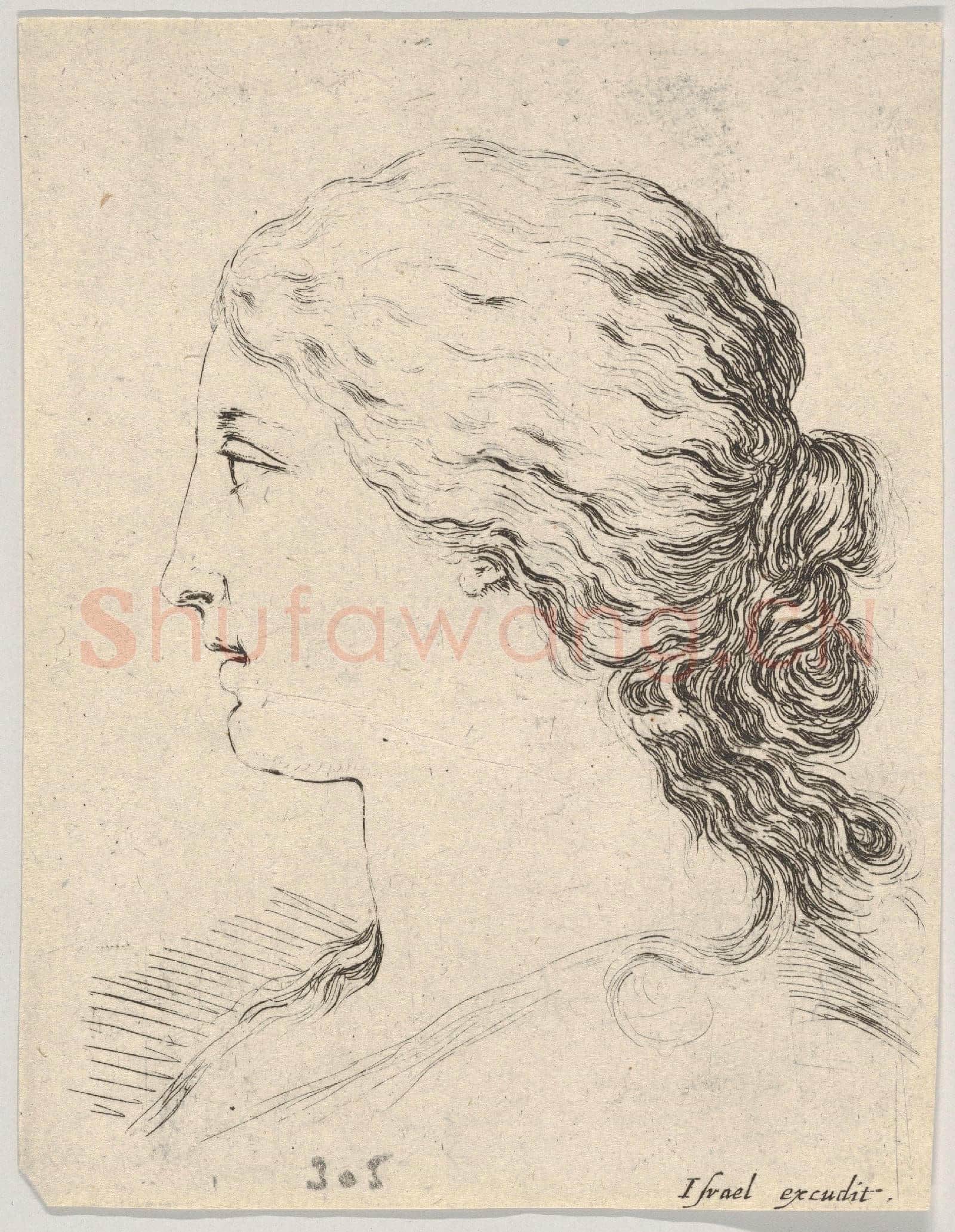 Stefano della Bella-Head of a Woman, from The Book for Learning to Draw.tif