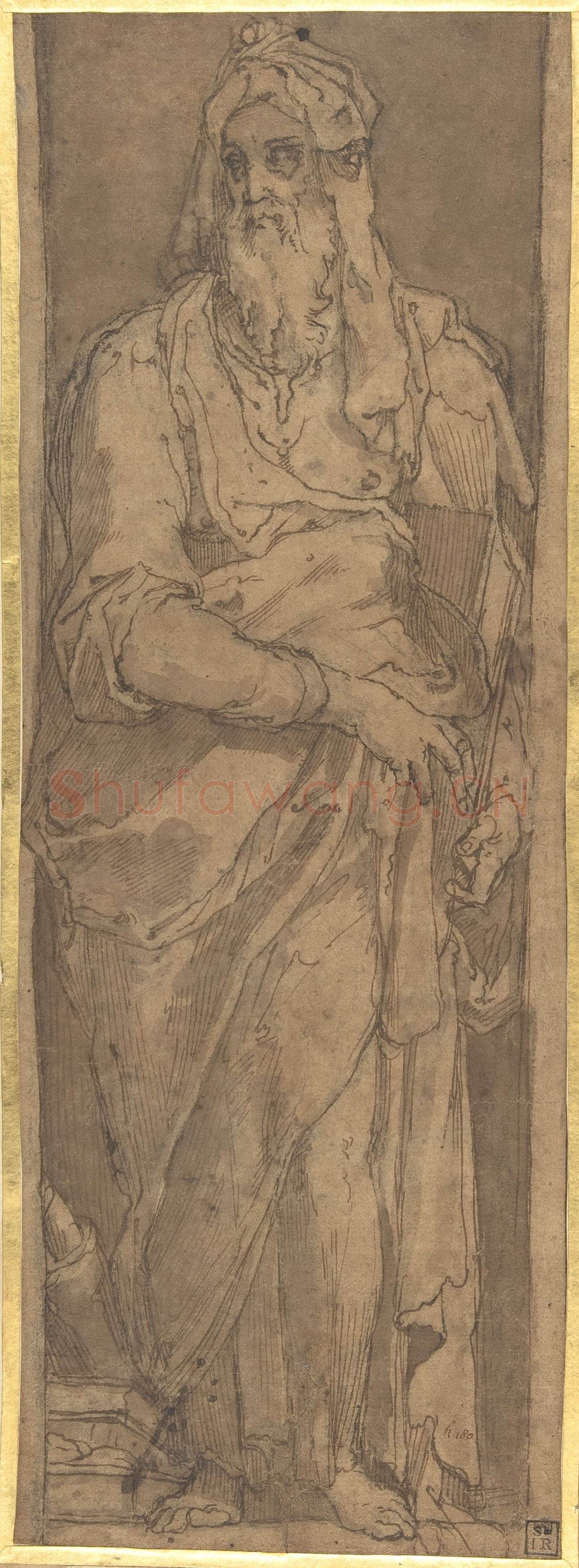 Taddeo Zuccaro-Standing Prophet in a Niche, Holding a Book.tif