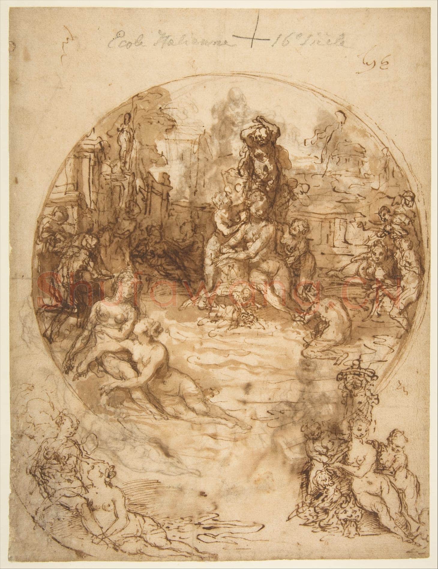Taddeo Zuccaro-Studies for a Circular Composition of Diana.tif