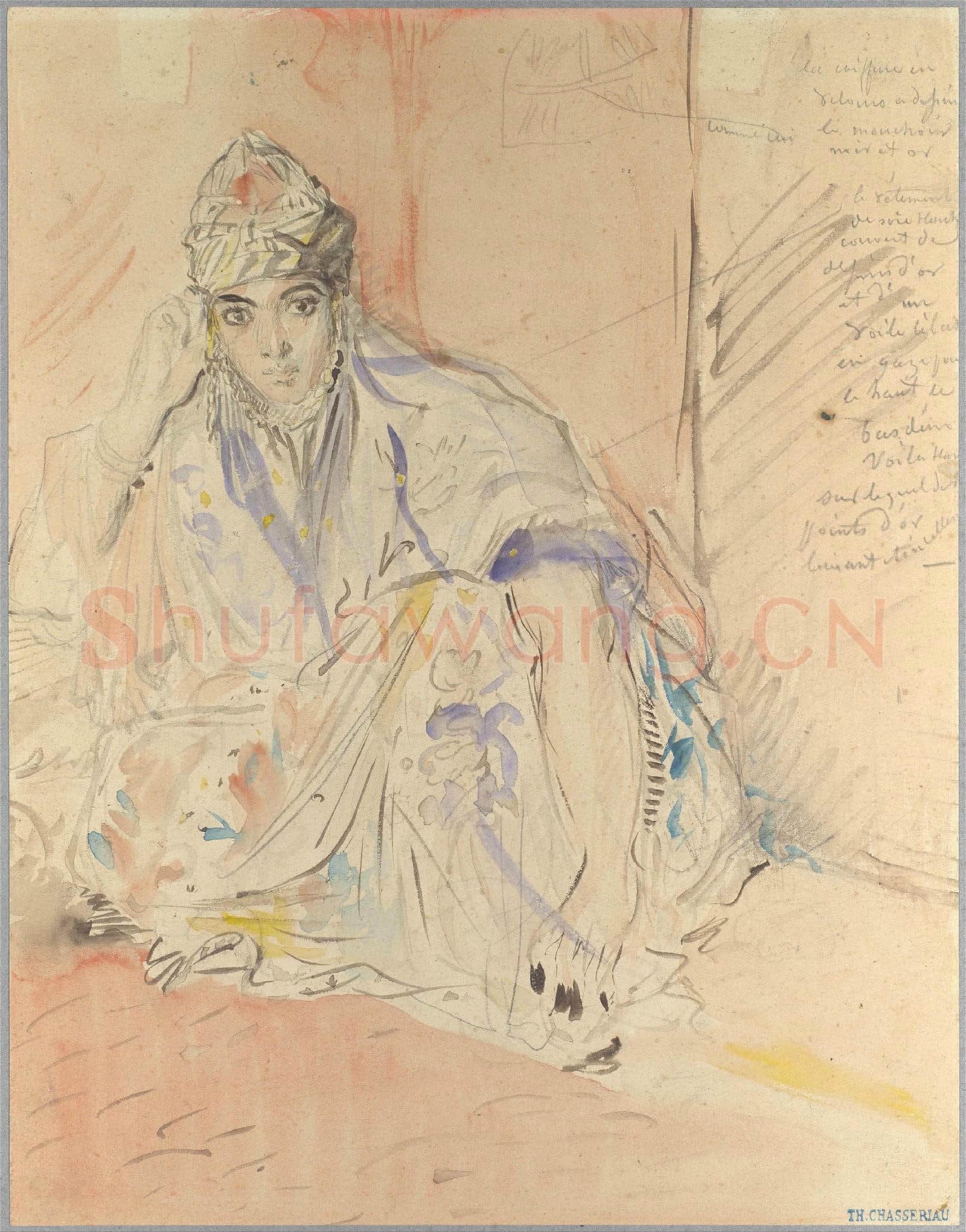 Théodore Chassériau-Jewish Woman of Algiers Seated on the Ground.tif