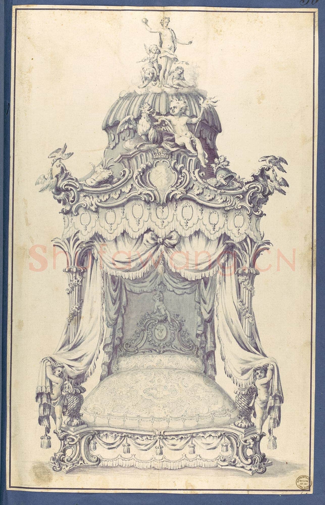 Thomas Chippendale-State Bed, in Chippendale Drawings, Vol. I.tif