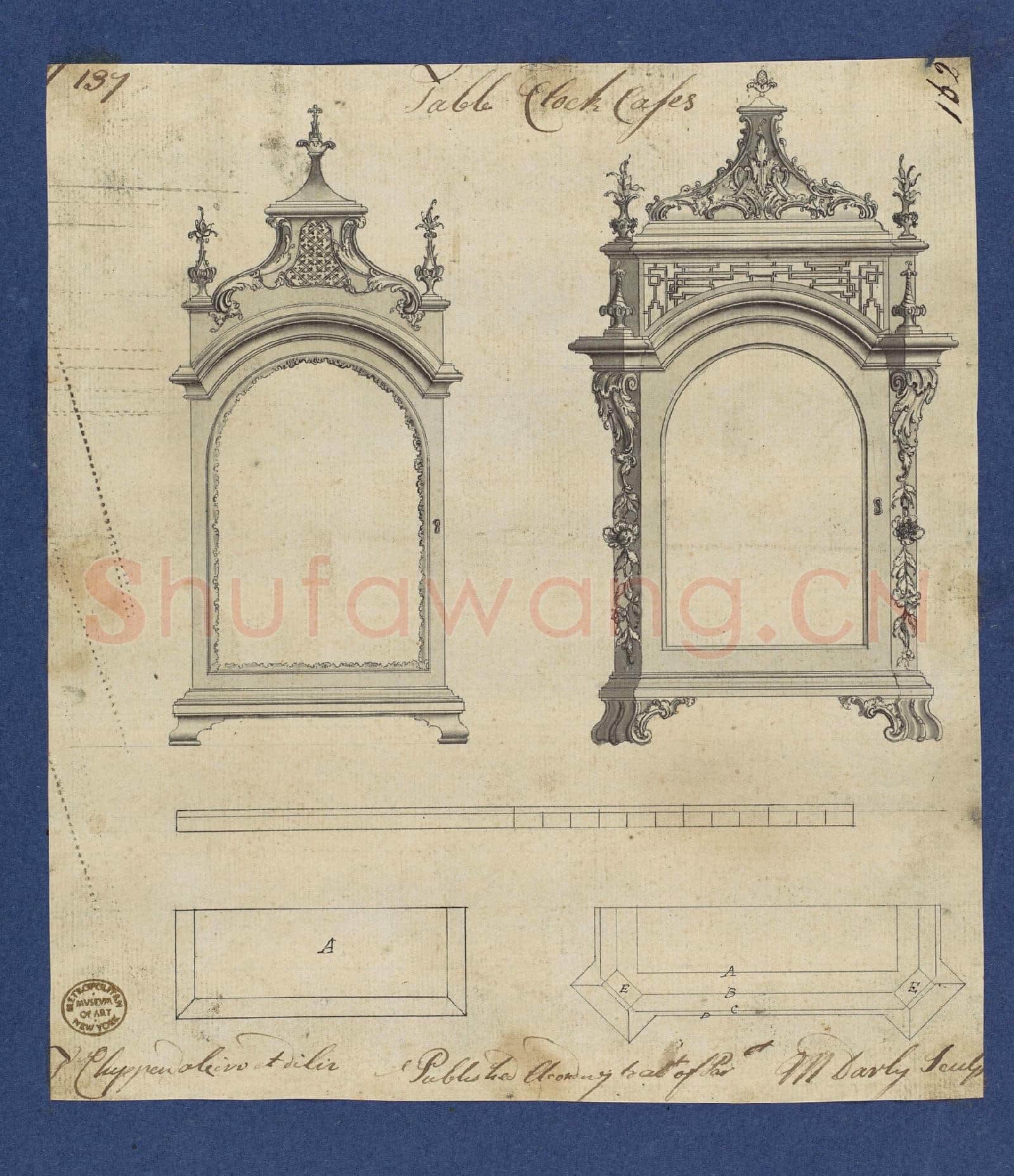 Thomas Chippendale-Table Clock Cases, in Chippendale Drawings, Vol. I.tif