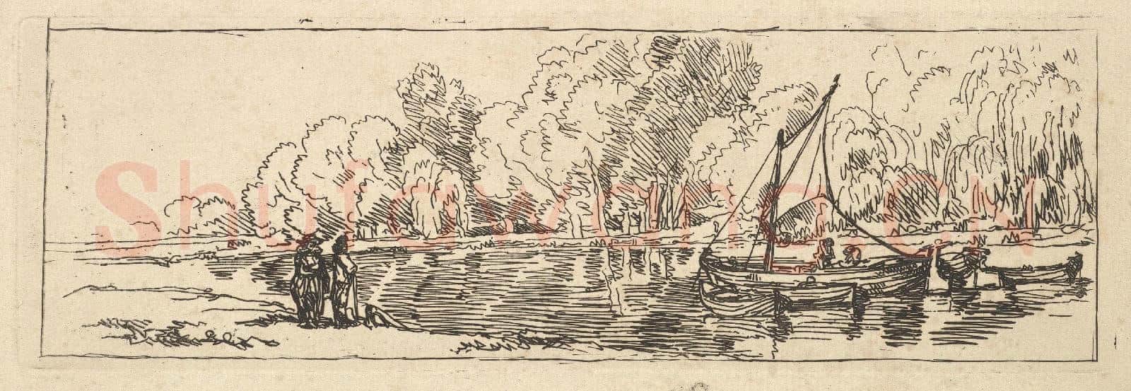 Thomas Rowlandson-A Sailboat and Dingy on a River.tif