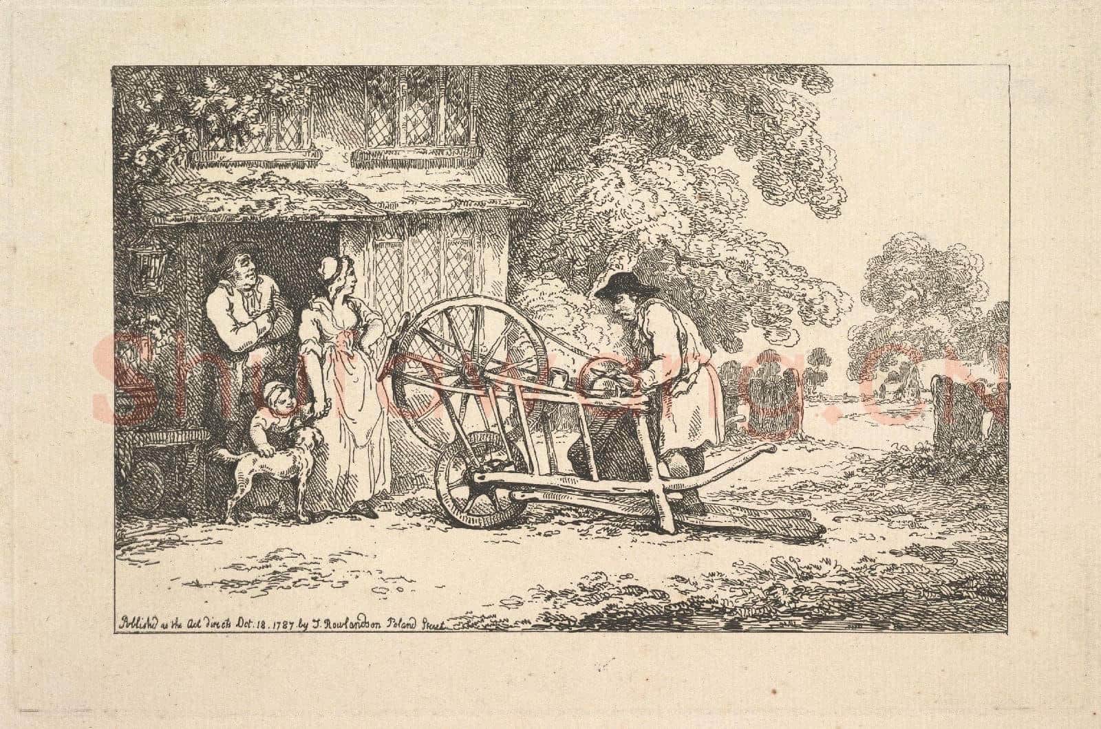 Thomas Rowlandson-A Travelling Knife-grinder at a Cottage Door.tif