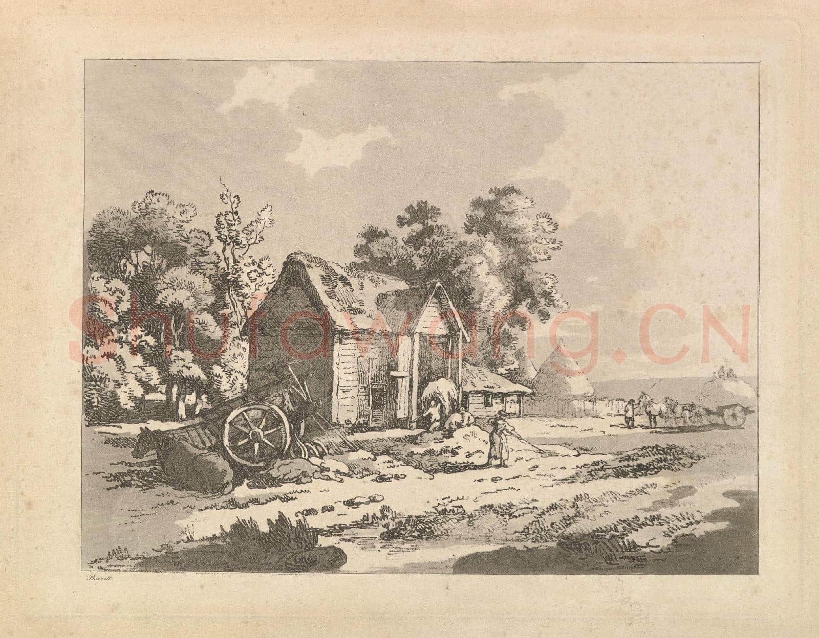 Thomas Rowlandson-Landscape with Figures Storing Hay.tif