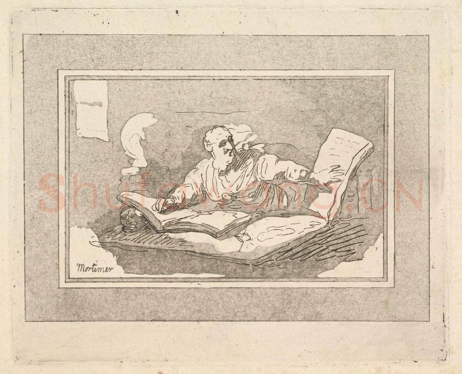 Thomas Rowlandson-Ruins Next to a Pool in a Wooded Landscape.tif