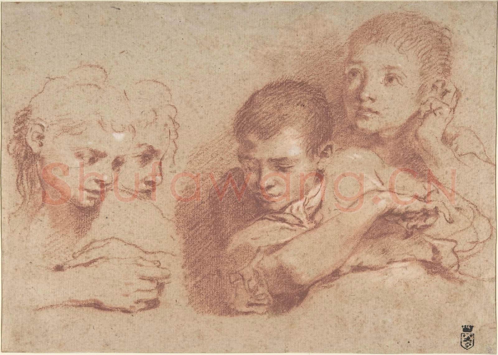 Traditionally ascribed to Annibale Carracci-Studies of a Boy and a Girl.tif