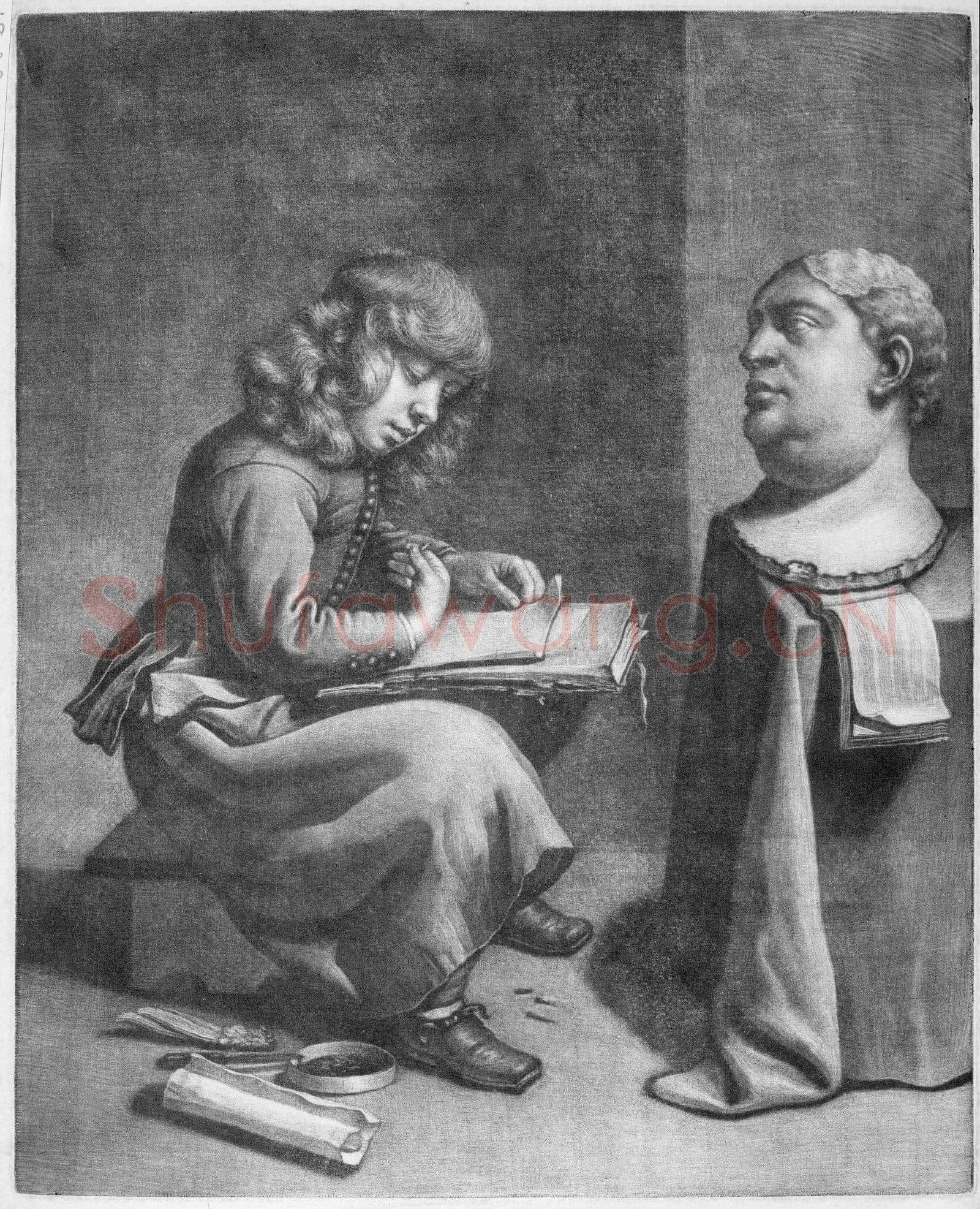 Wallerant Vaillant-Boy Drawing a Bust of the Roman Emperor Vitellius.tif