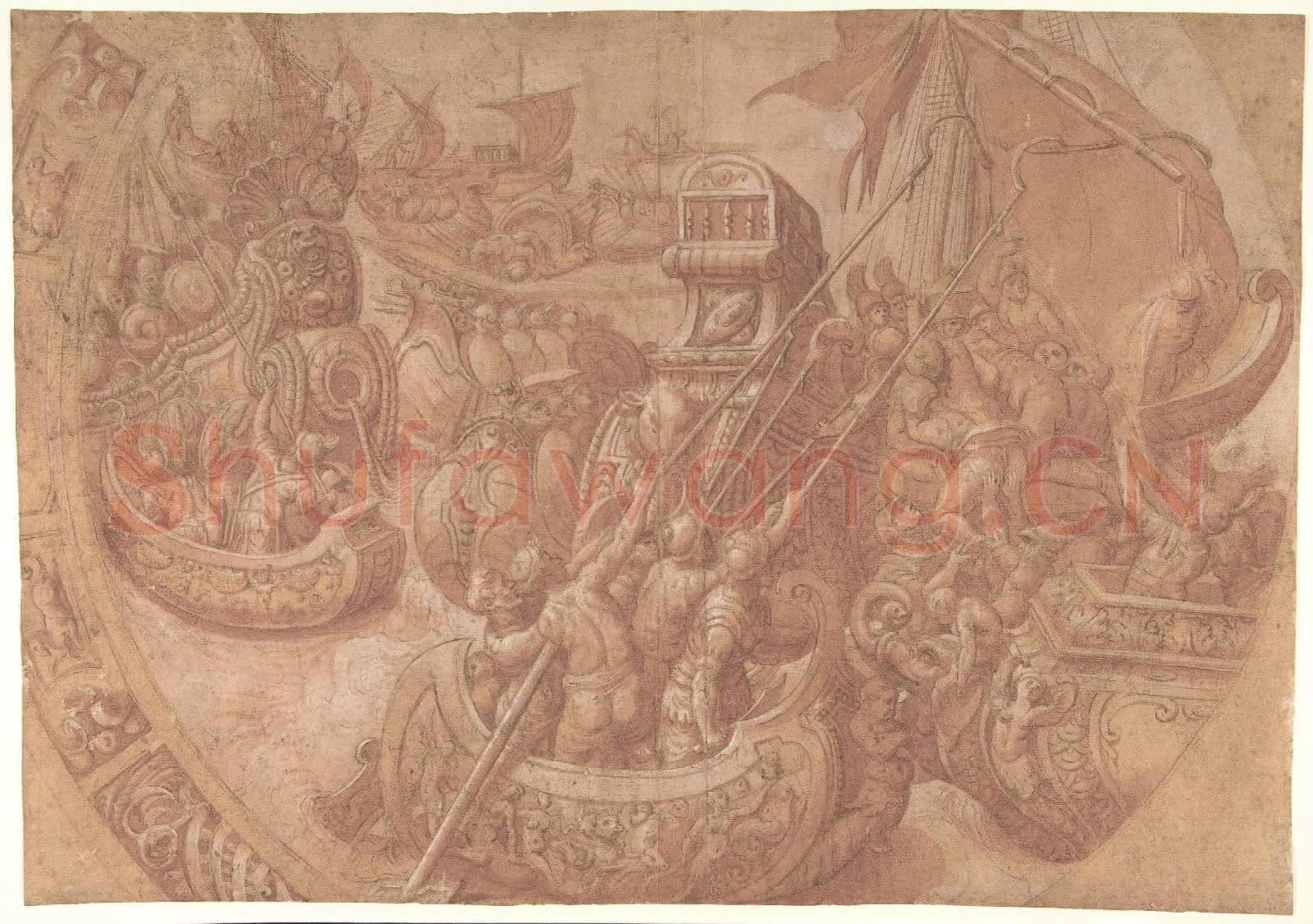Workshop of Taddeo Zuccaro-The Sea Battle in the Gulf of Morbihan.tif
