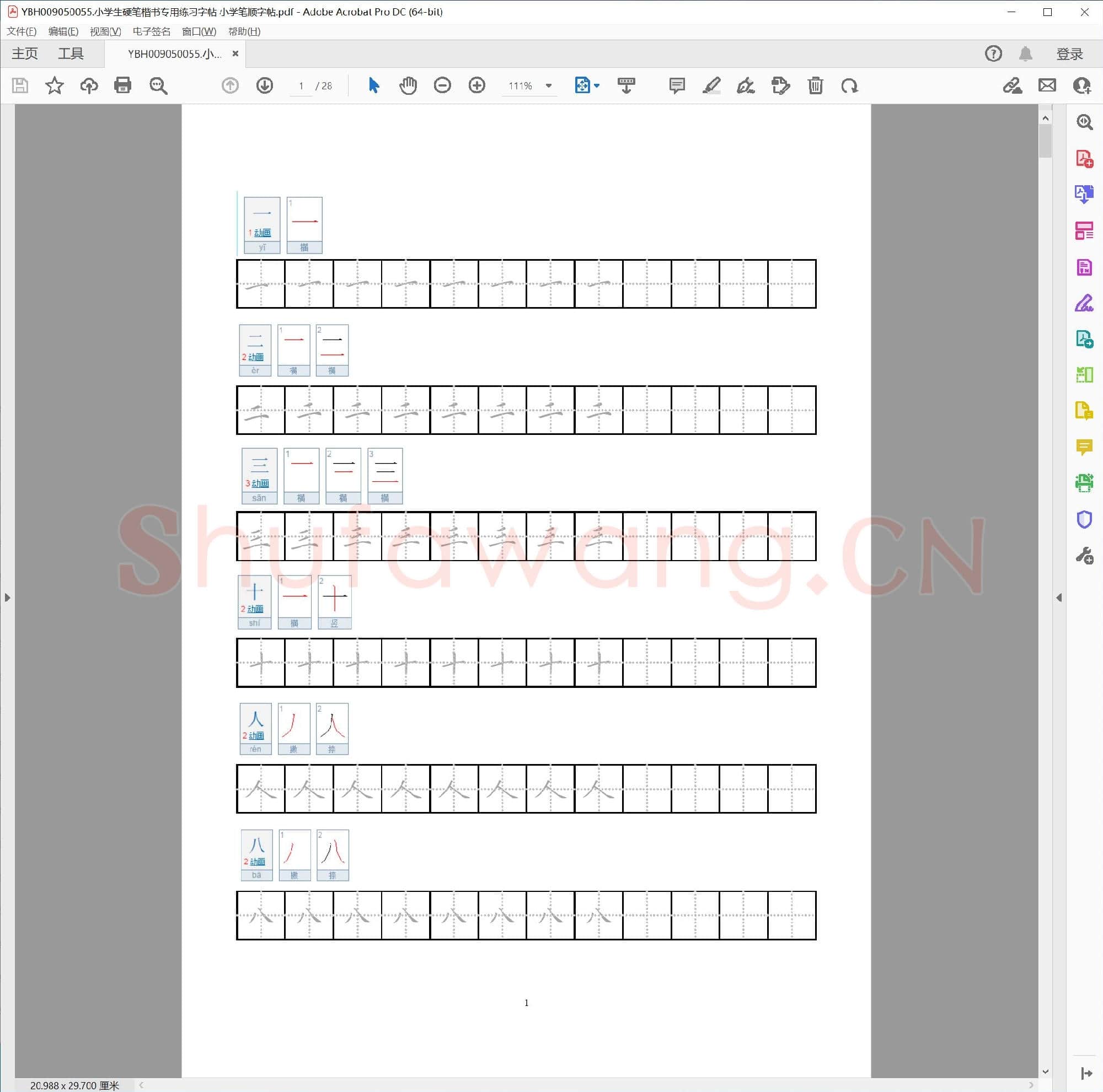 小学生硬笔楷书专用练习字帖 小学笔顺字帖