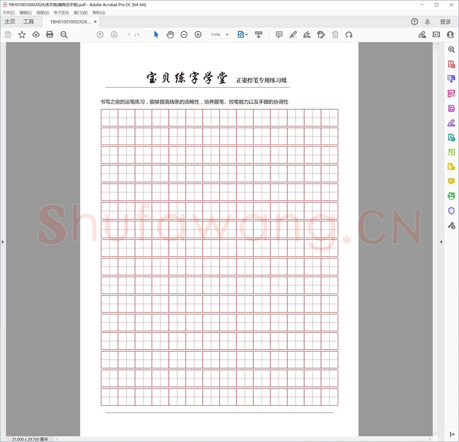 练字格精典田字格