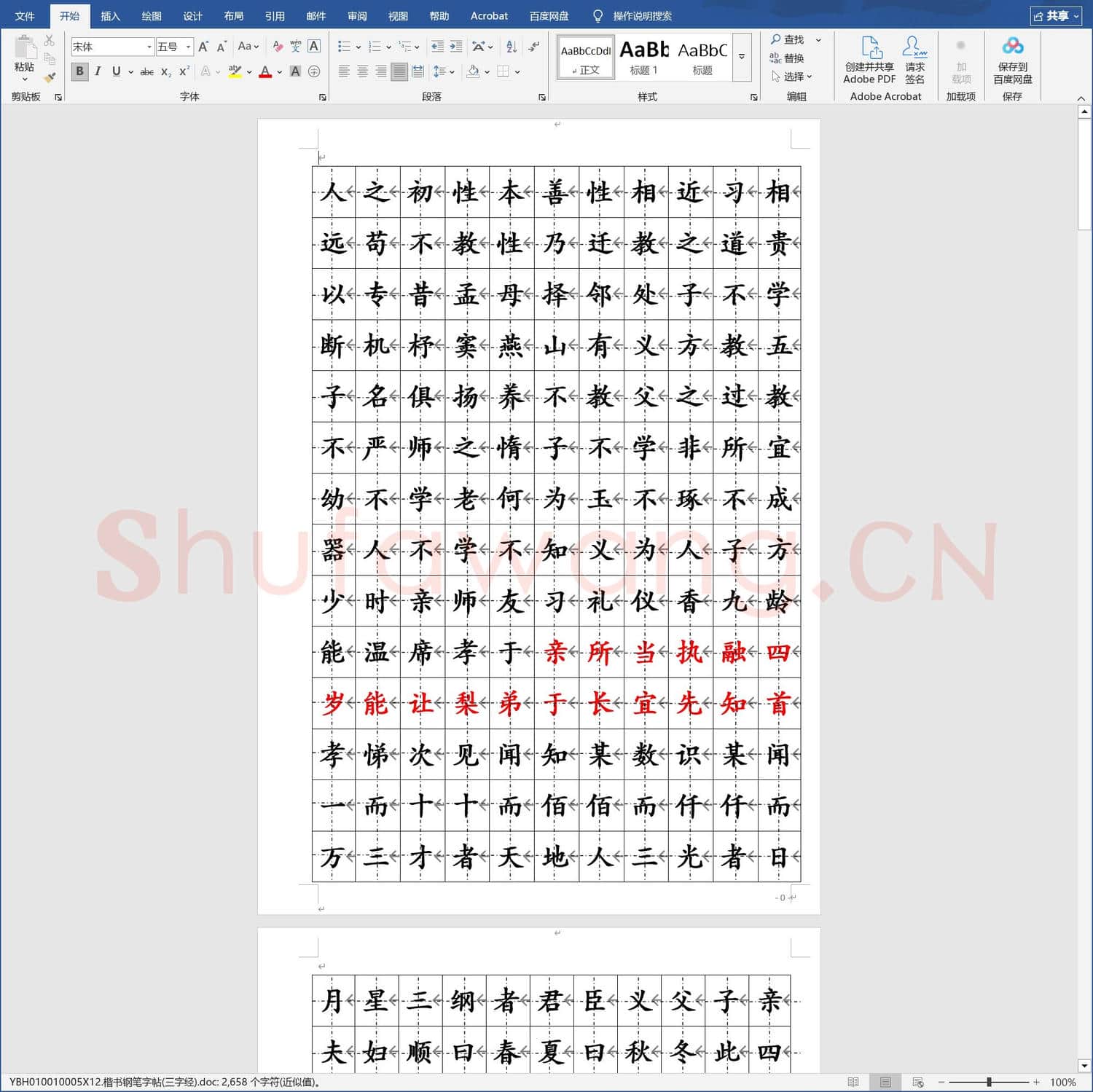楷书钢笔字帖三字经