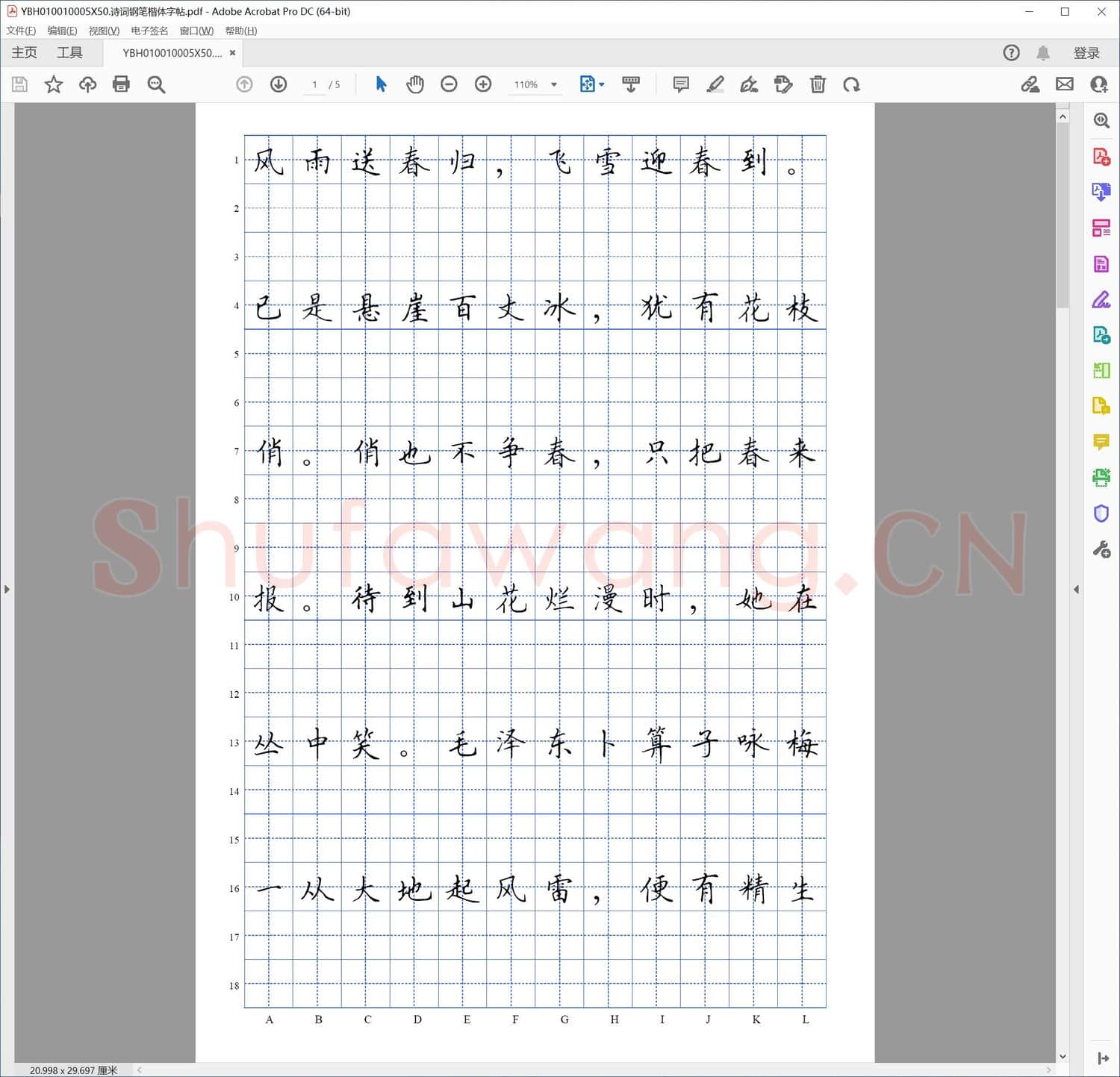 诗词钢笔楷体字帖