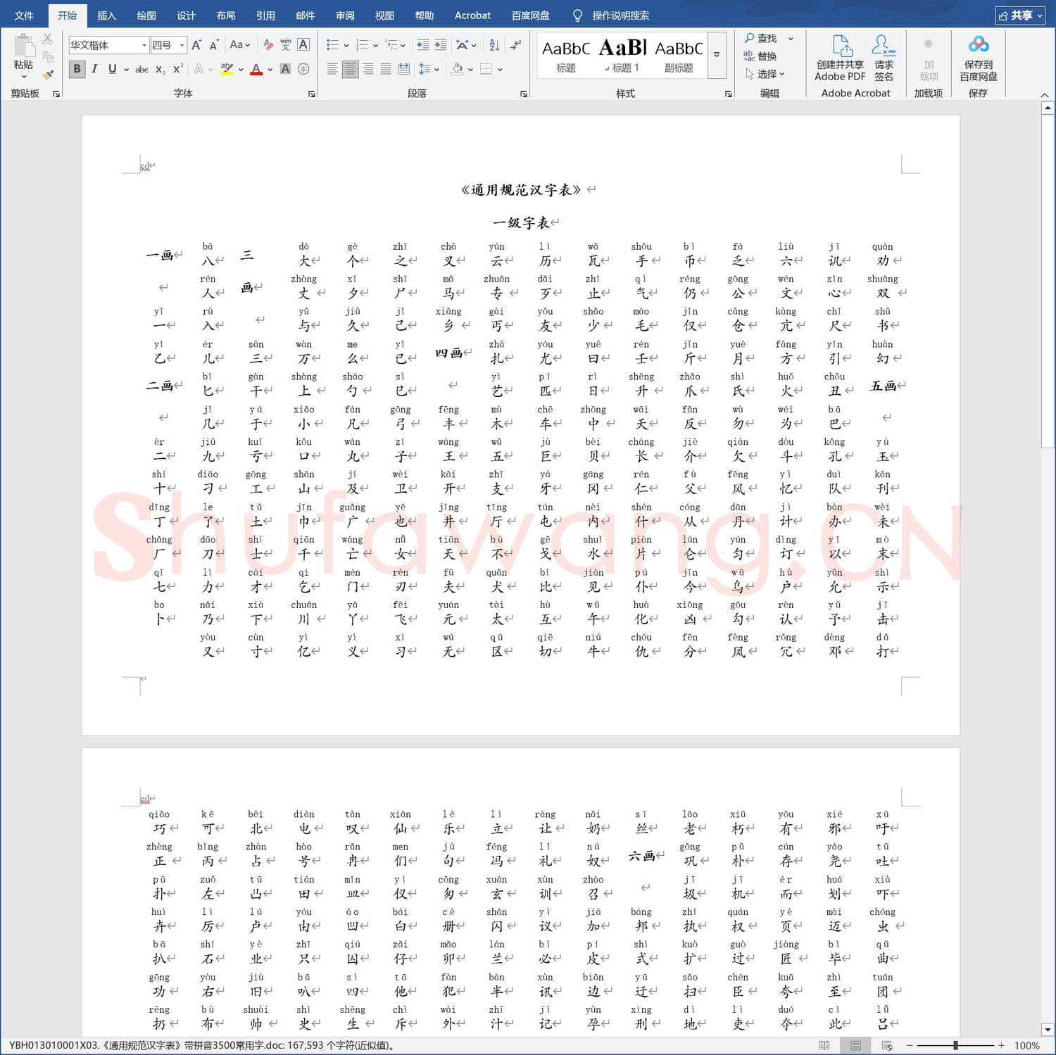硬笔练字稿纸《通用规范汉字表》带拼音3500常用字.doc
