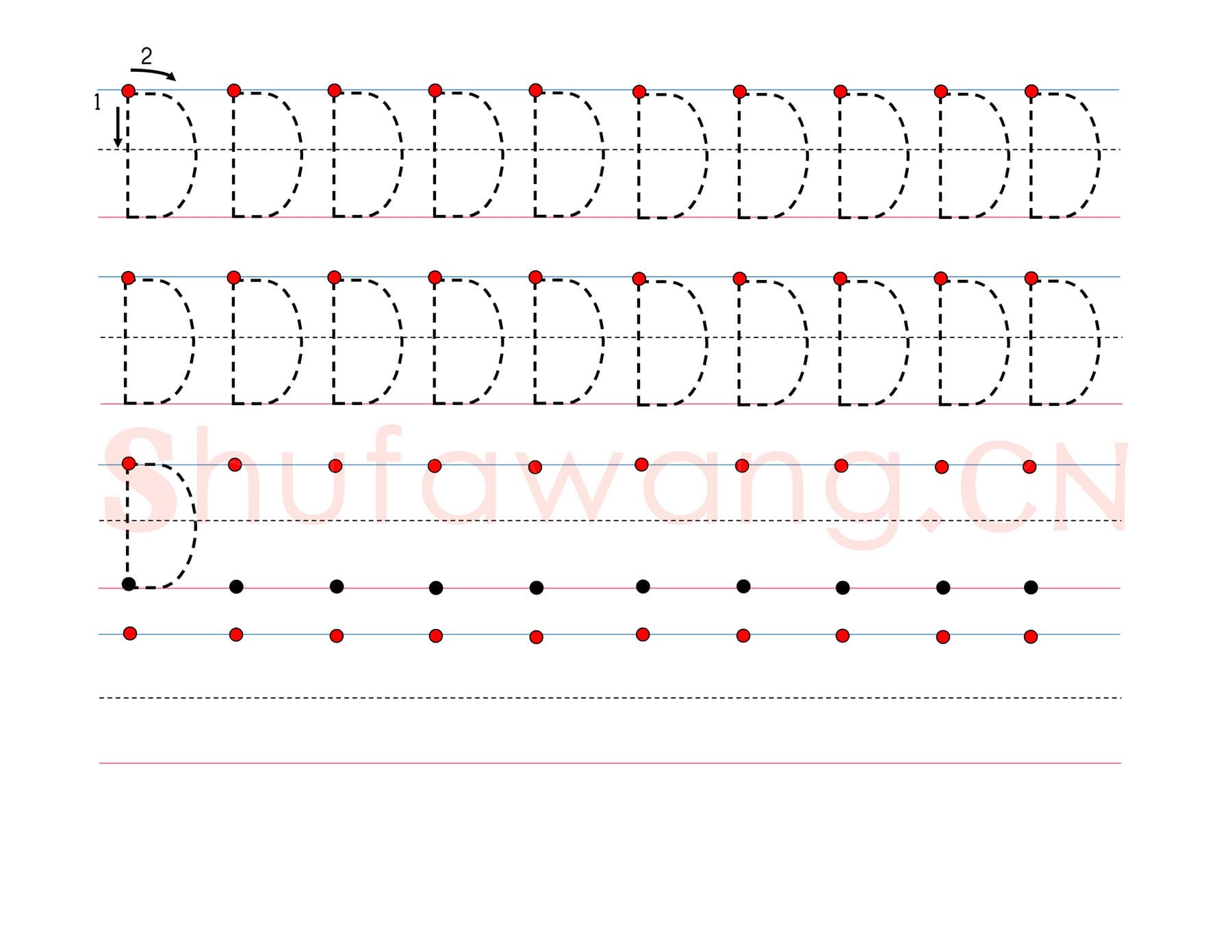 英文字母练习:手写字母专项训练 大写 D.jpg