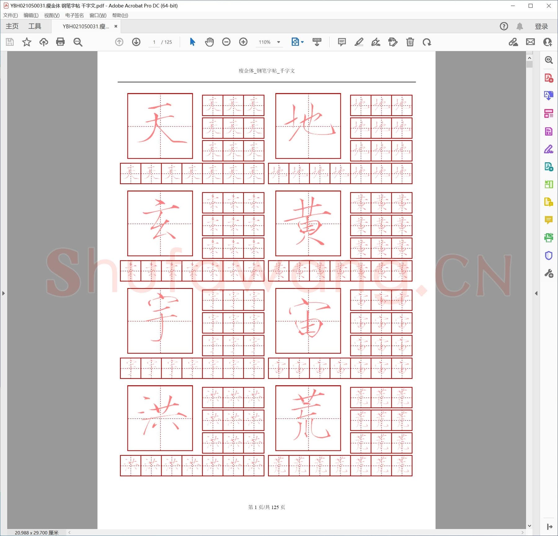 瘦金体 钢笔字帖 千字文.pdf