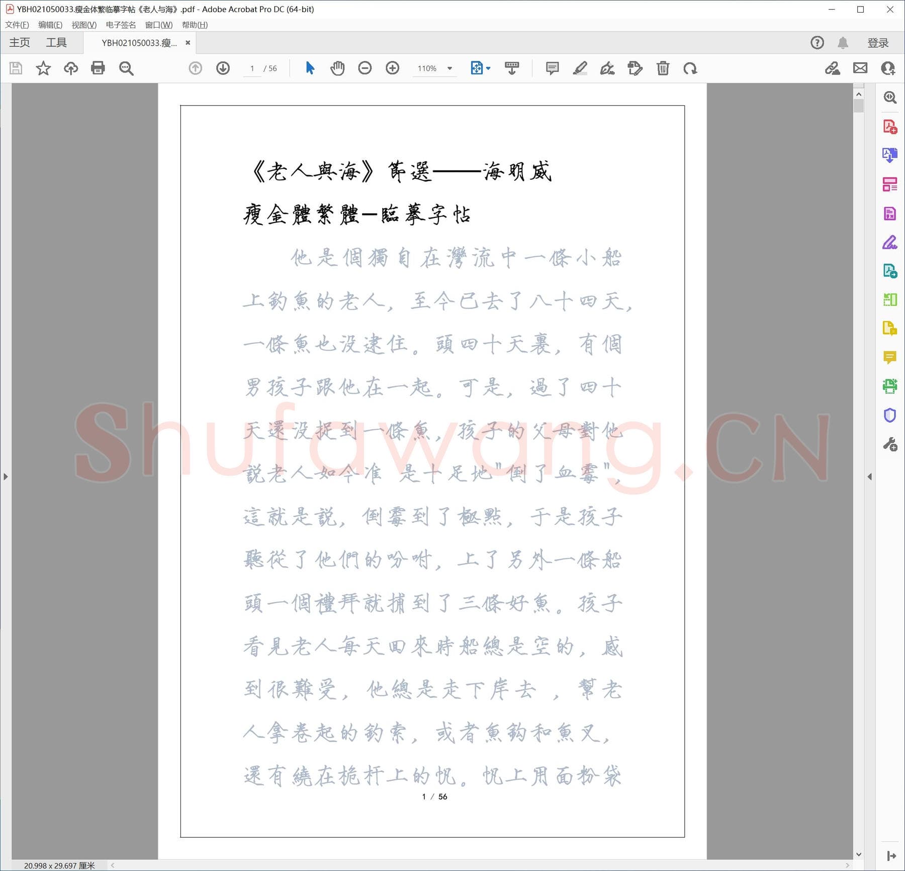 瘦金体繁临摹字帖《老人与海》.pdf