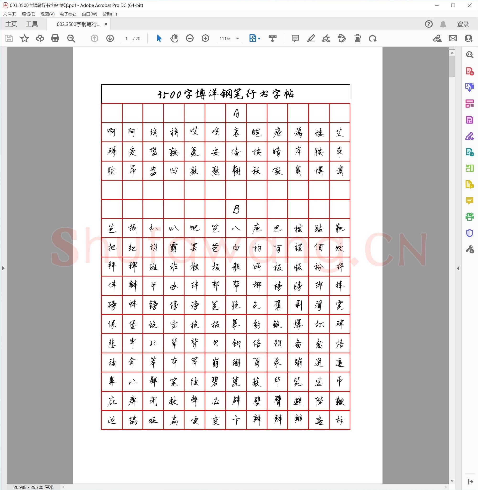 博洋 3500字钢笔行书字帖