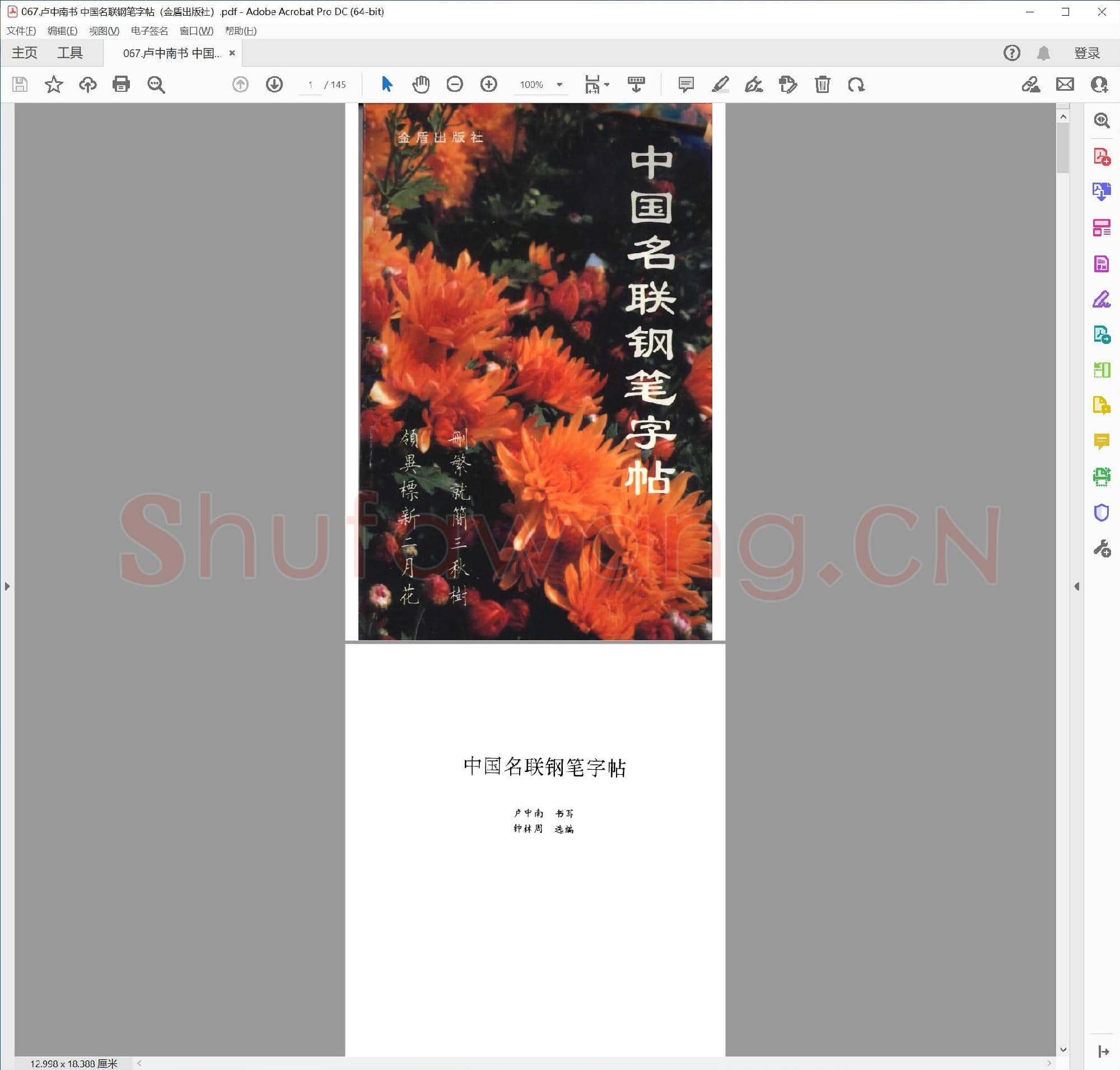 卢中南 中国名联钢笔字帖 楷书 金盾出版社