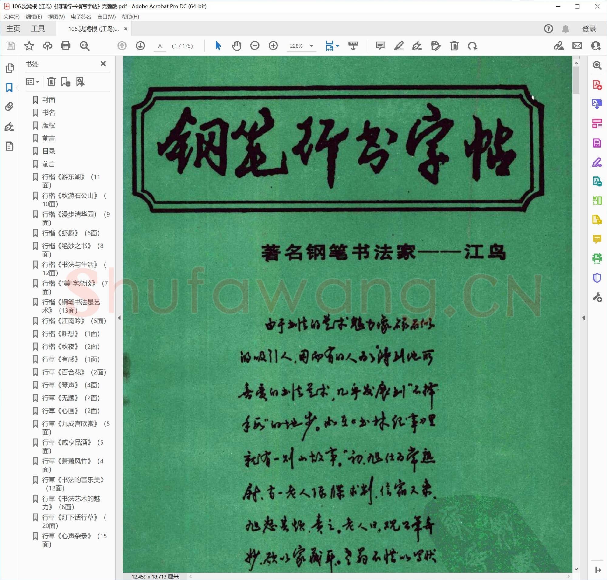 沈鸿根 (江鸟)《钢笔行书横写字帖》完整版