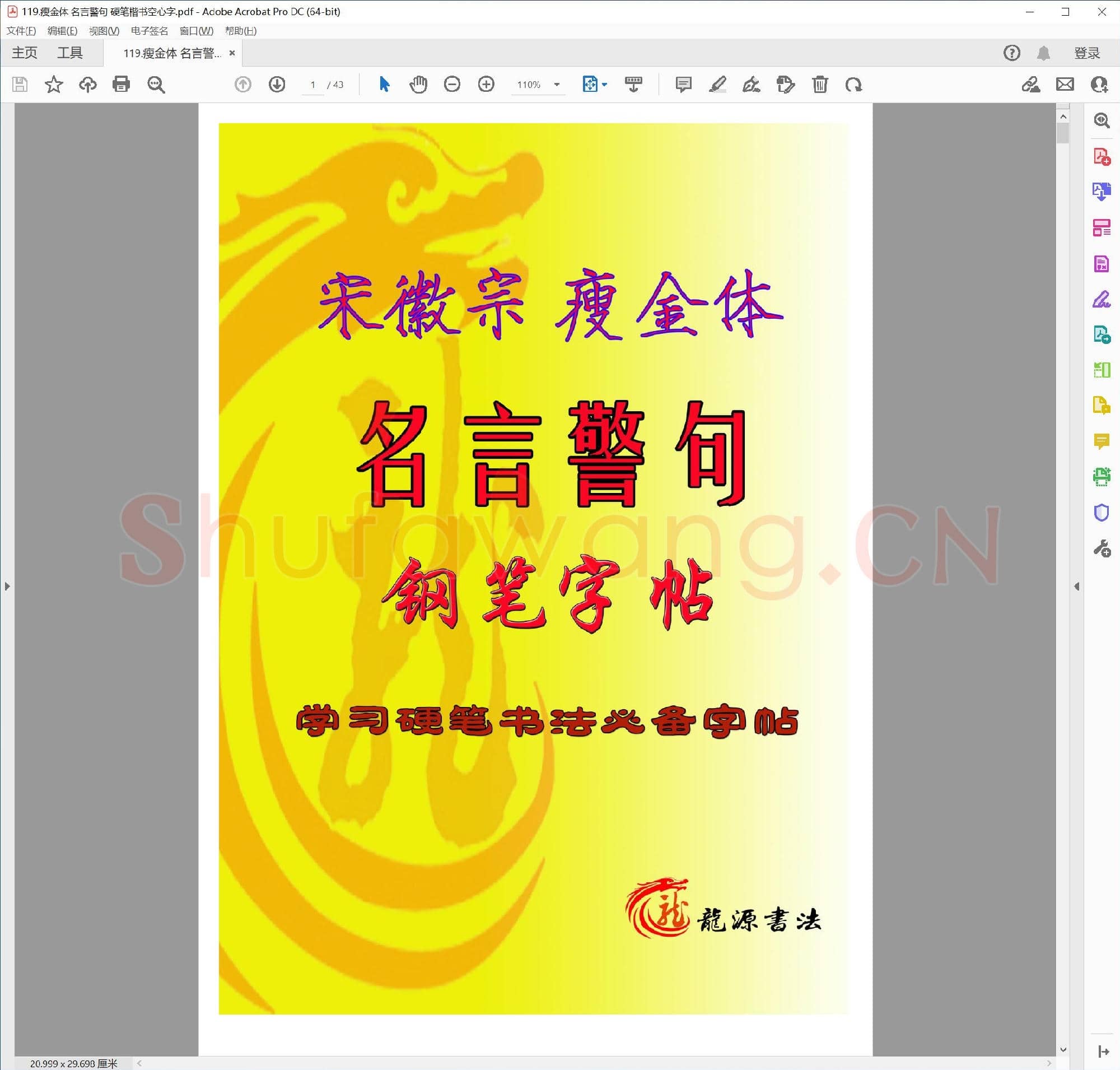 佚名 瘦金体 名言警句 硬笔楷书空心字