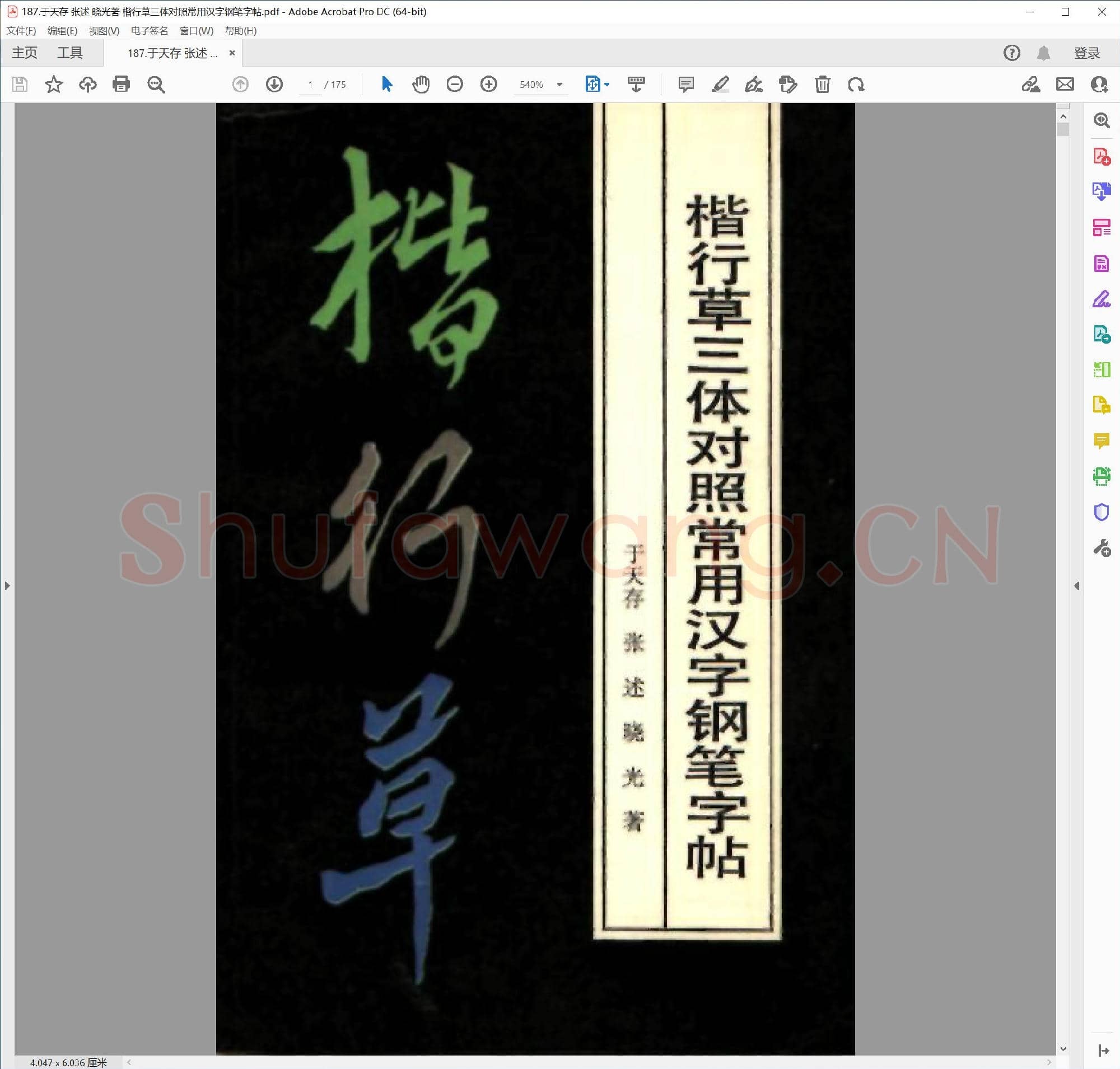 于天存 张述 晓光著 楷行草三体对照常用汉字钢笔字帖