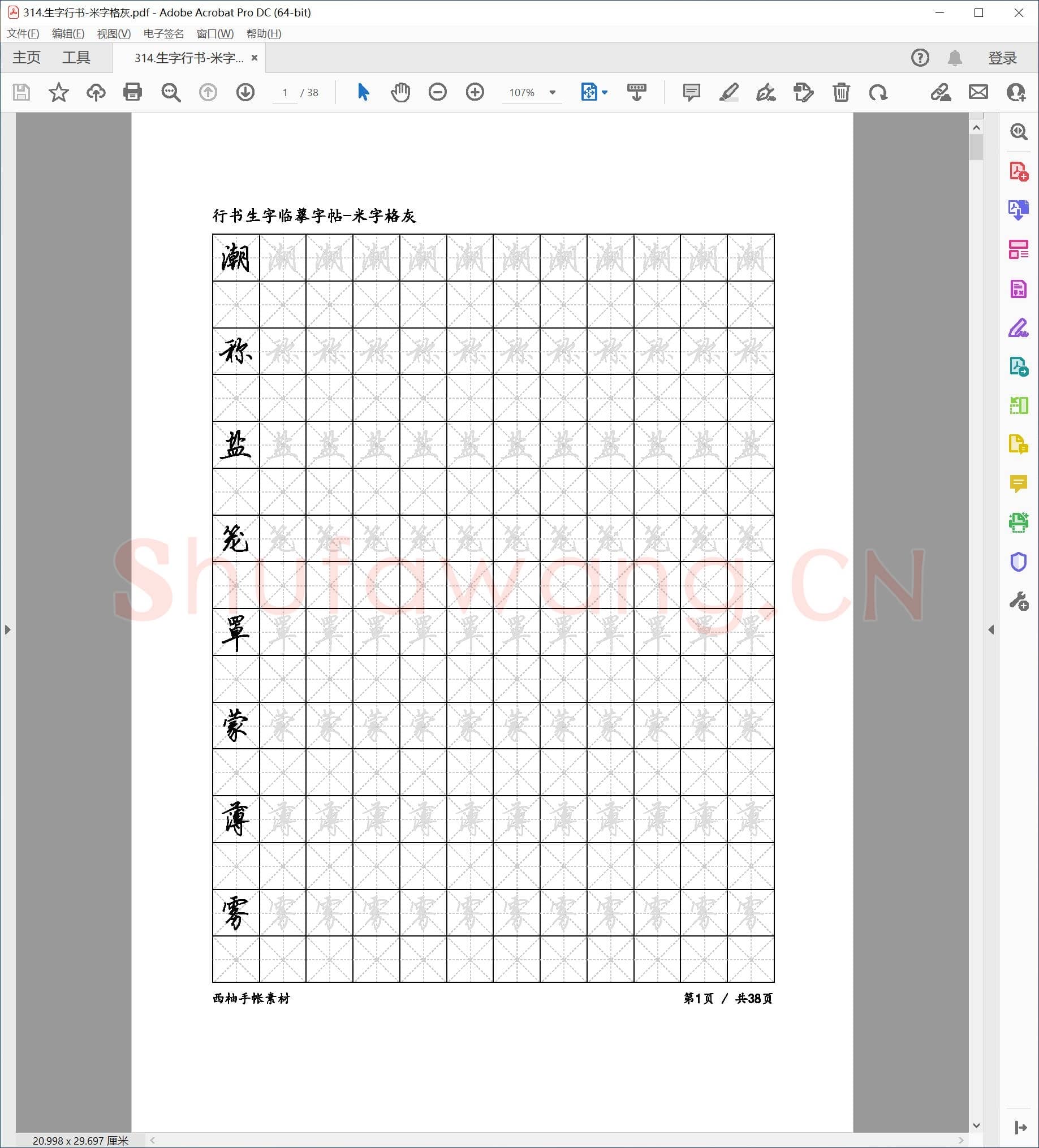 生字行书临摹字帖 米字格灰.pdf