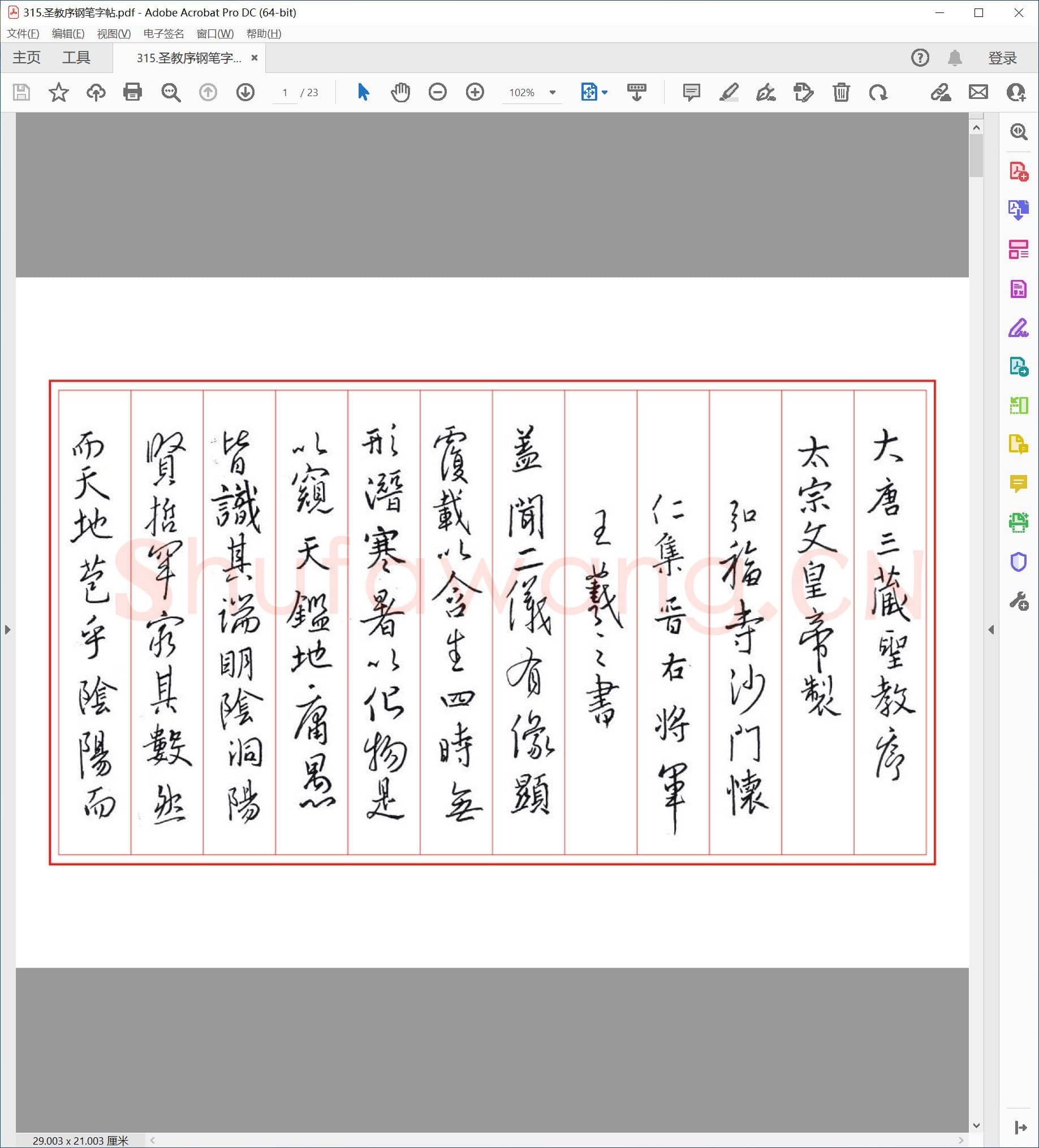 佚名 圣教序 钢笔字帖 行书